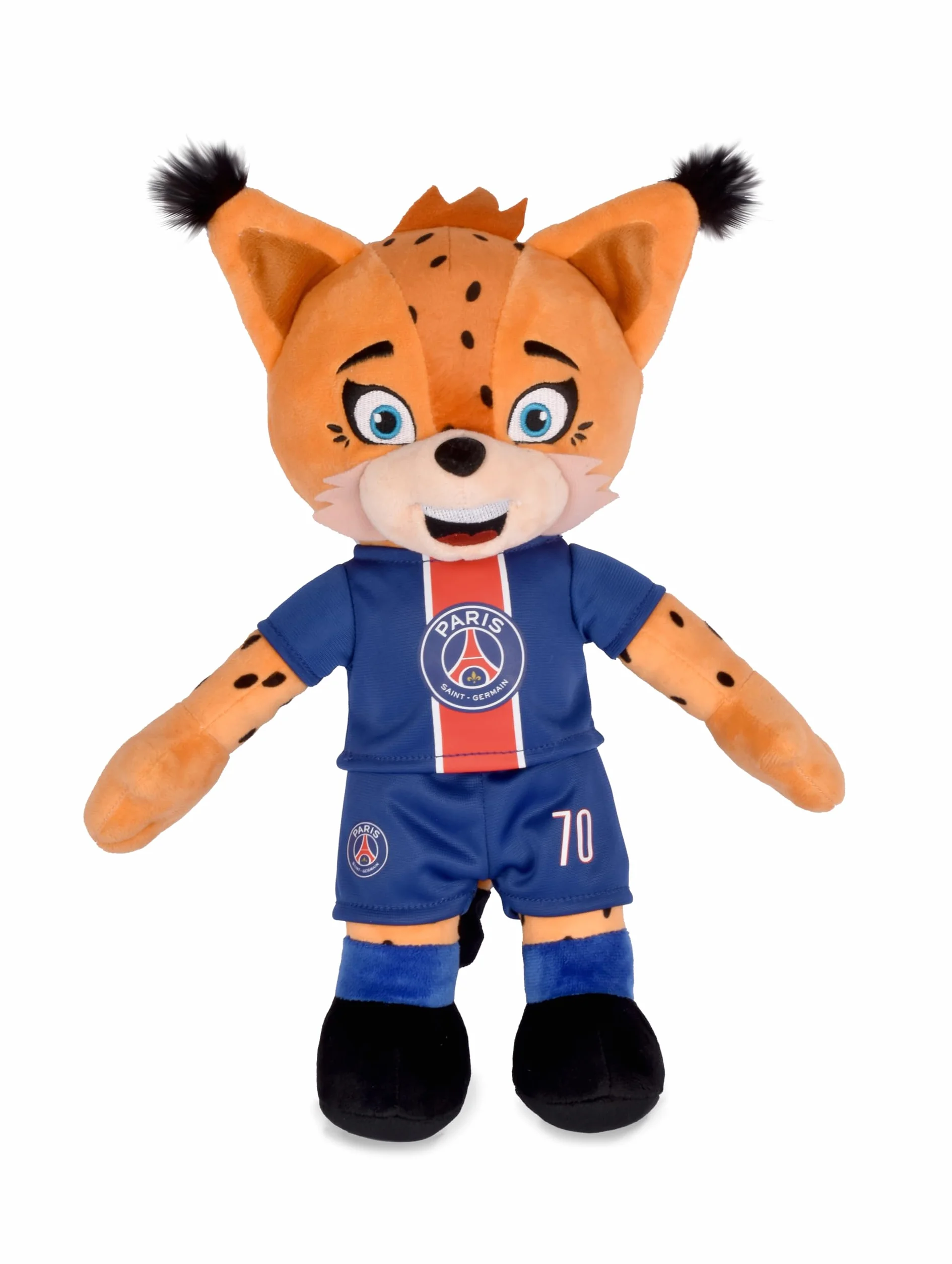 Peluche Mascotte PSG Germain Le Lynx 25 cm Licence Officielle avec Maillot Amovible Souvenir Foot Fan Paris Saint-Germain