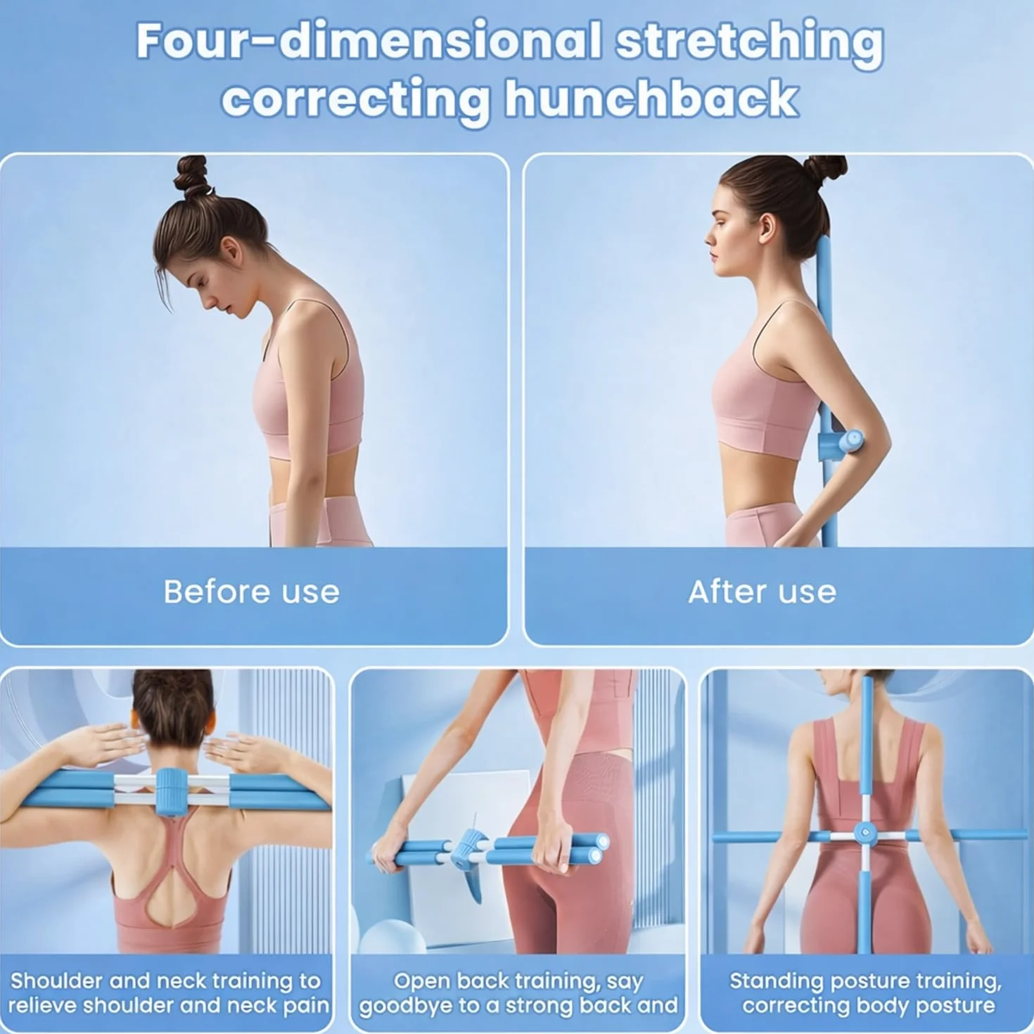 Bâtons de Correction de Posture de Yoga, Bâton de Pilates Rétractable pour Adultes et Enfants