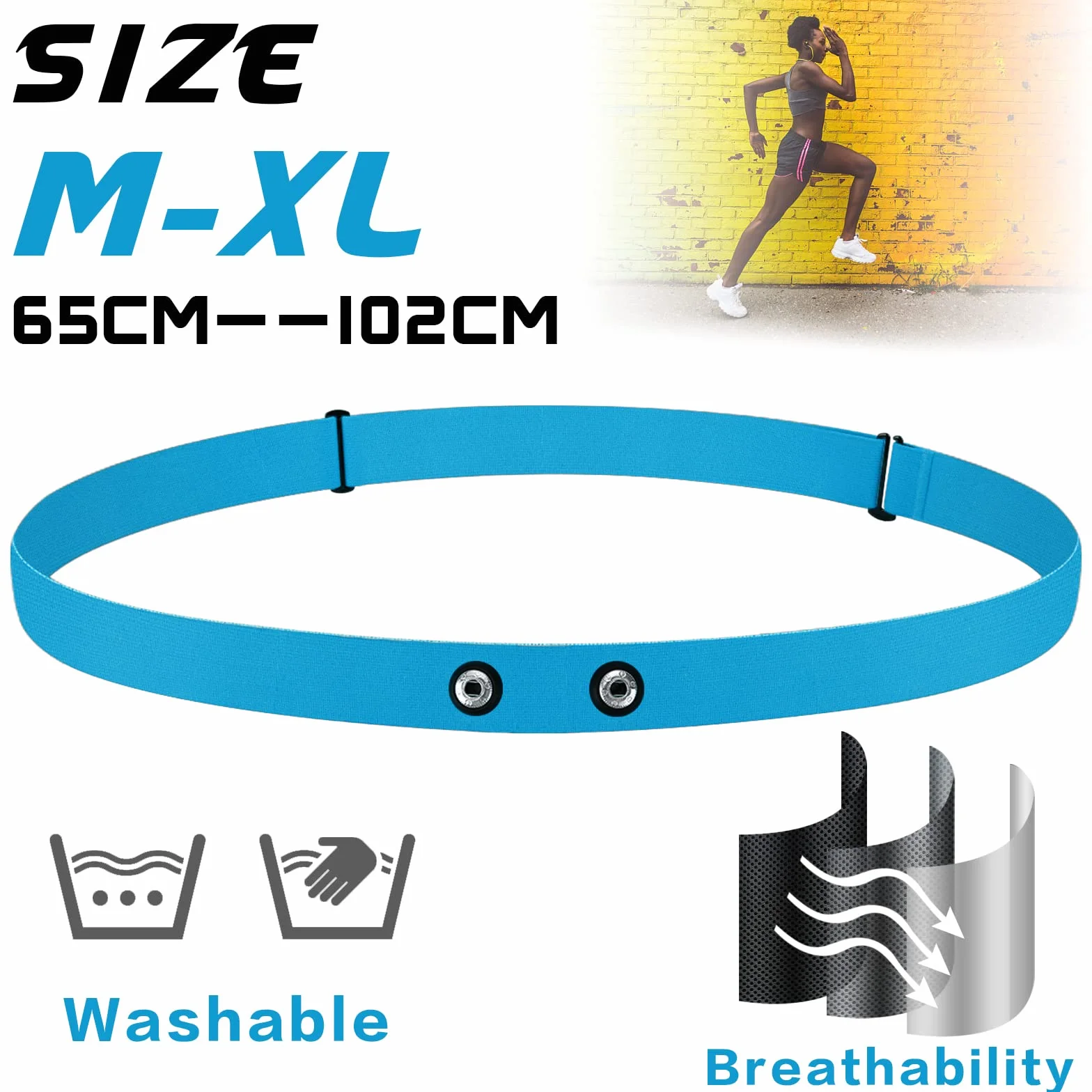 Ceinture Cardio de Remplacement Élastique Sangle de Poitrine pour Garmin Wahoo Moniteur Fréquence Cardiaque Bleu Ciel