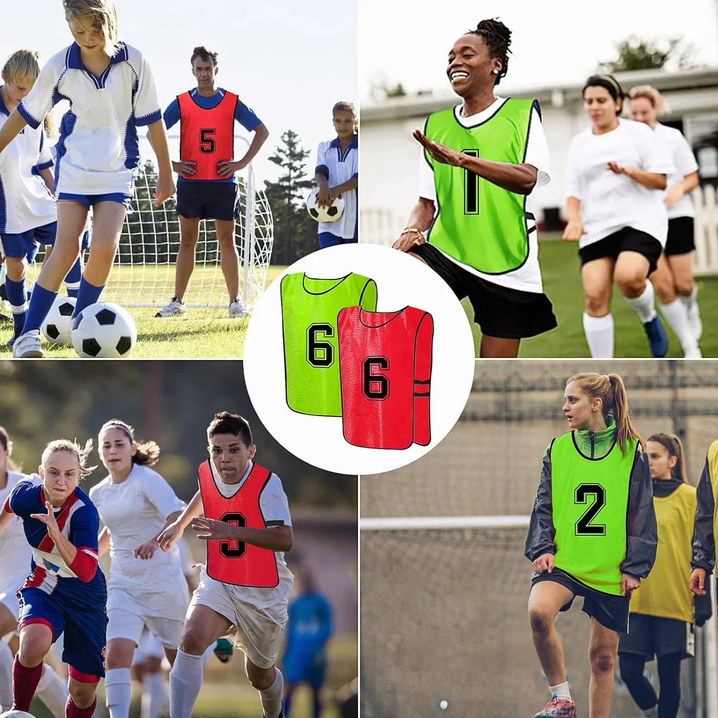 Gilet d'entraînement pour combat Football Basketball Dossards réversibles numérotés 24 pièces