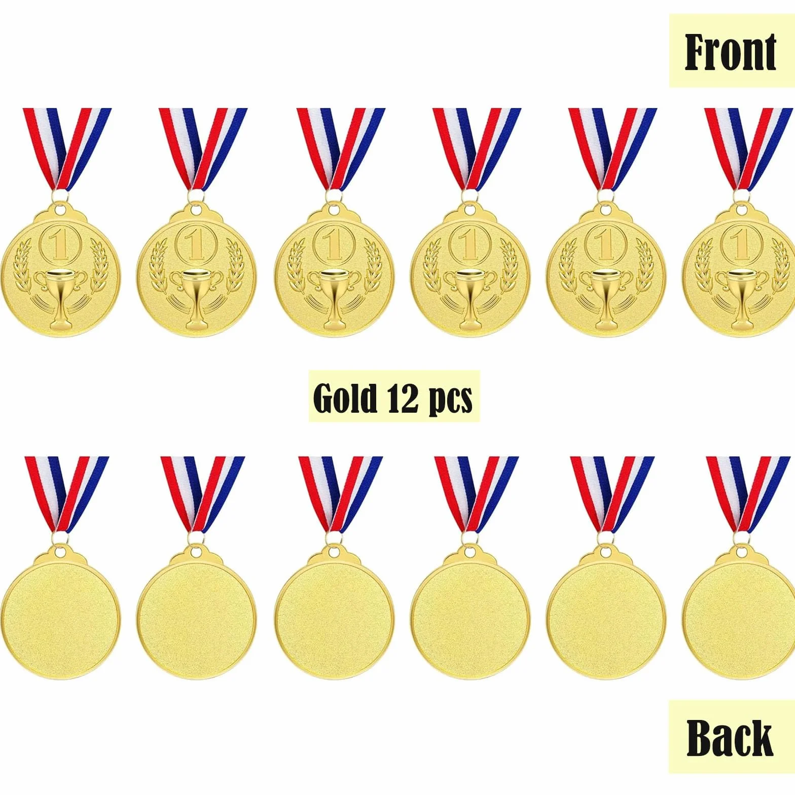 Médaille de Récompense 12 Pièces Or Argent Bronze avec Rubans Cou Style Olympique 5 cm