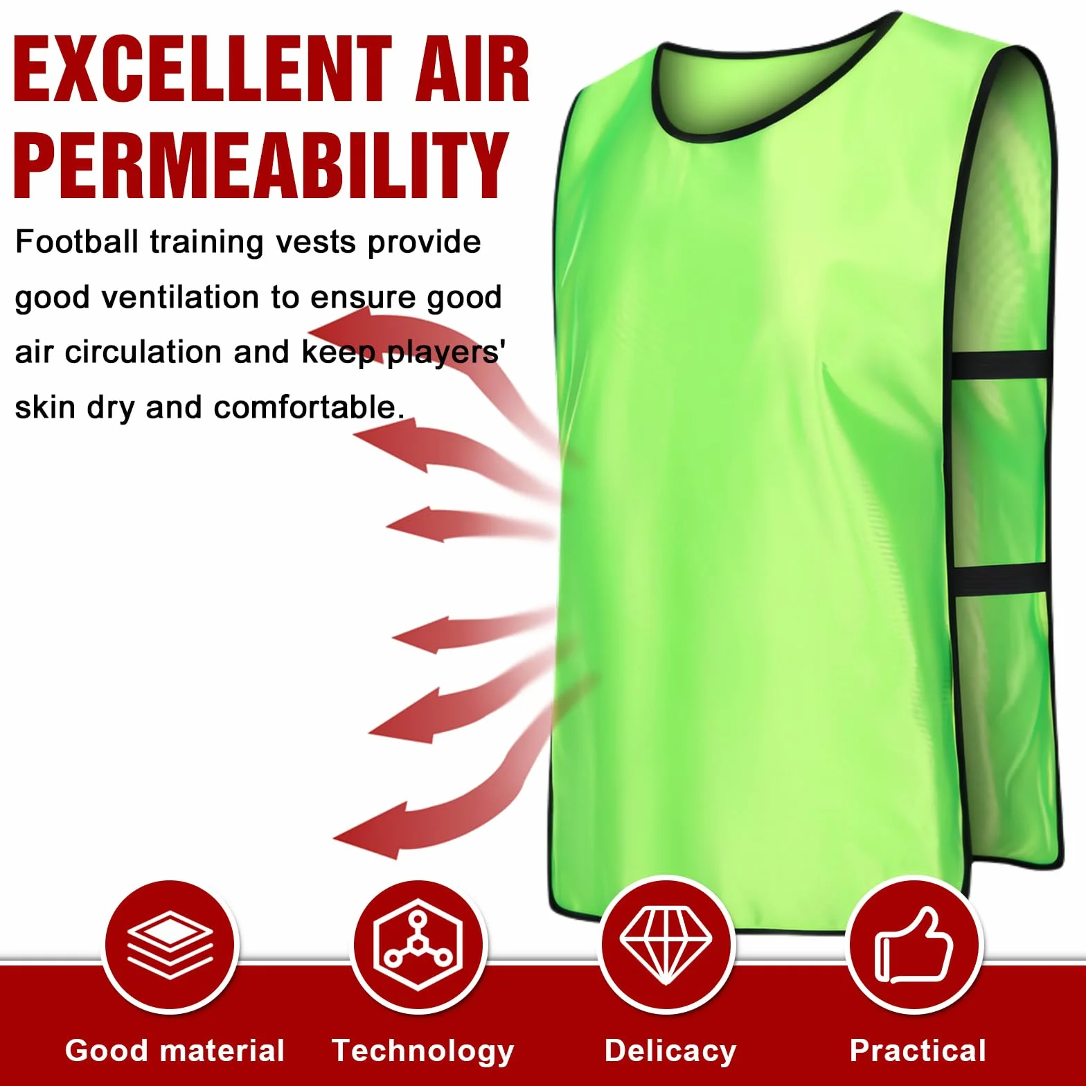Chasuble de Sport Football Gilet d'Entraînement Adultes Taille XL