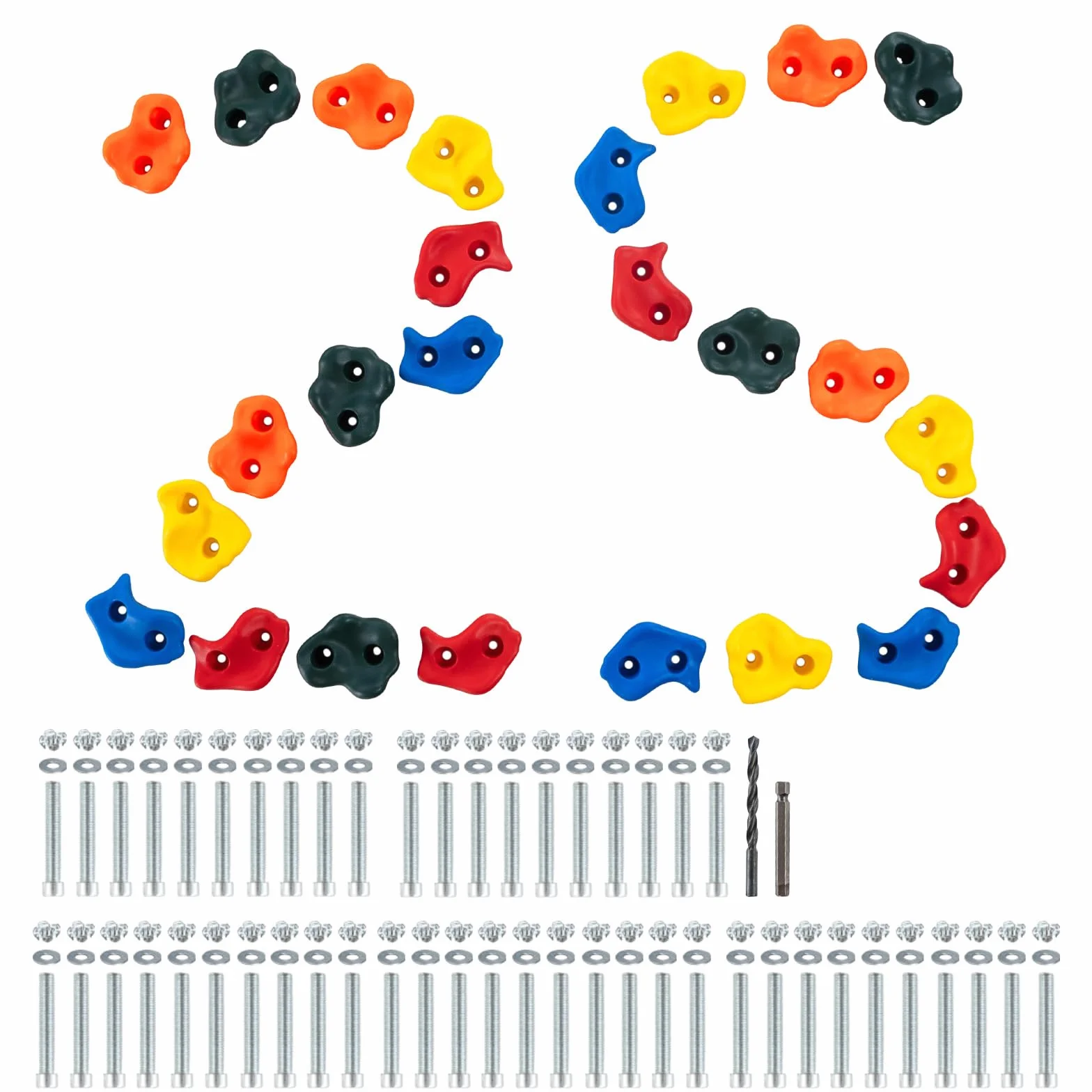 VEVOR 25 Prises d'escalade, Poignée d'escalade Mur Multicolore Taille Multiple, Supports Muraux avec Matériels de Montage