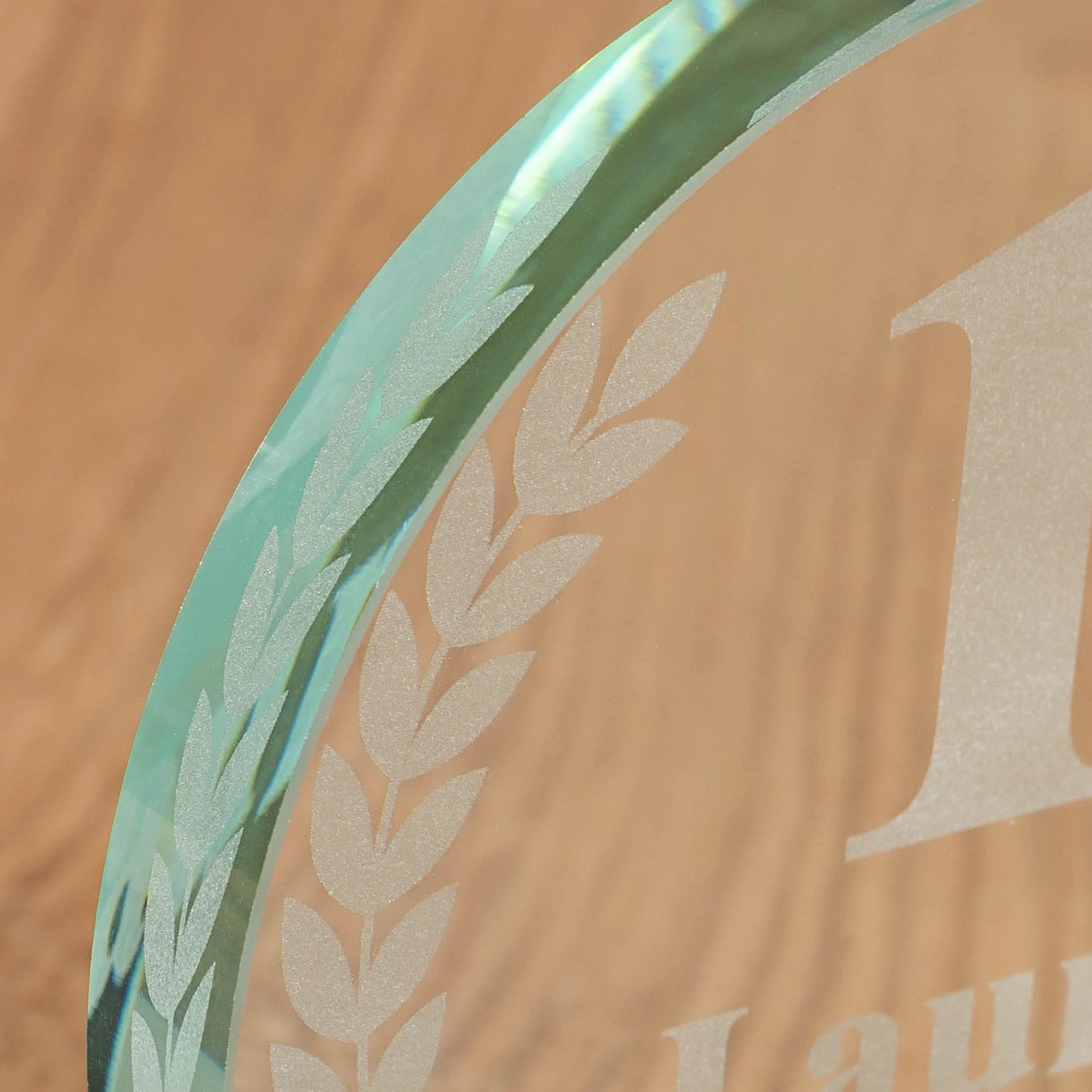Trophée Personnalisé Verre Gravé avec Nom et Texte Rond Boîtier de Rangement Inclus