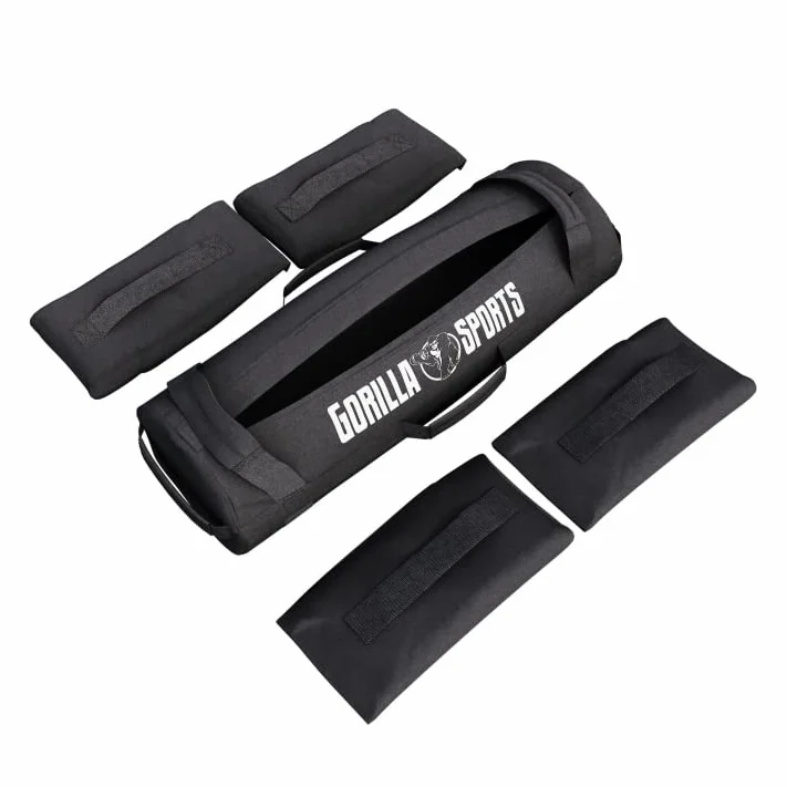 GORILLA SPORTS® Fitness Power Bag 20kg 30kg Rempli de Sable Métallique Poids Réglables 6 Poignées Sac de Sable Musculation