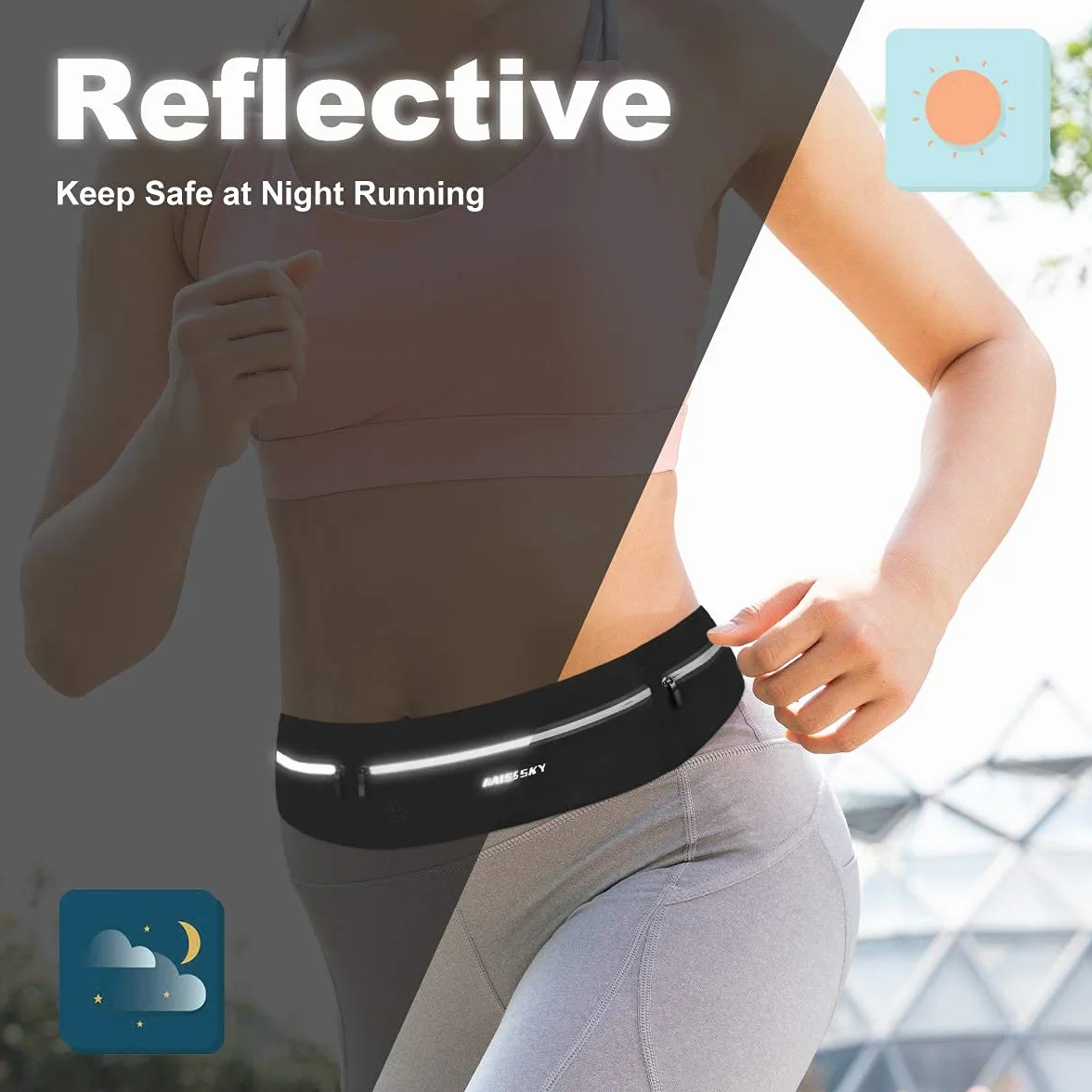 HAISSKY Ceinture de Course Sport Etanche Réglable Running Belt pour Homme Femme Support de téléphone