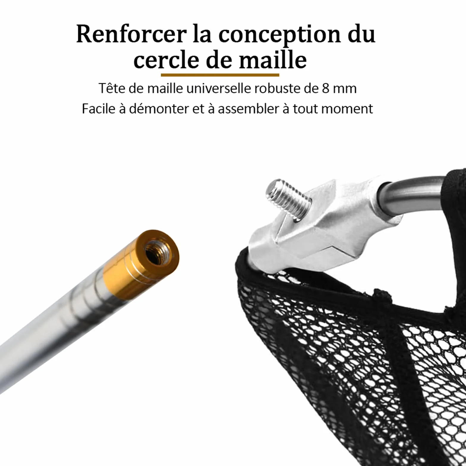 Épuisette de Pêche Pliable 190cm Manche Téléscopique Alliage d'Aluminium 4 Sections Filet Nylon Triangulaire 37-68 Pouces pour Carpe Truite