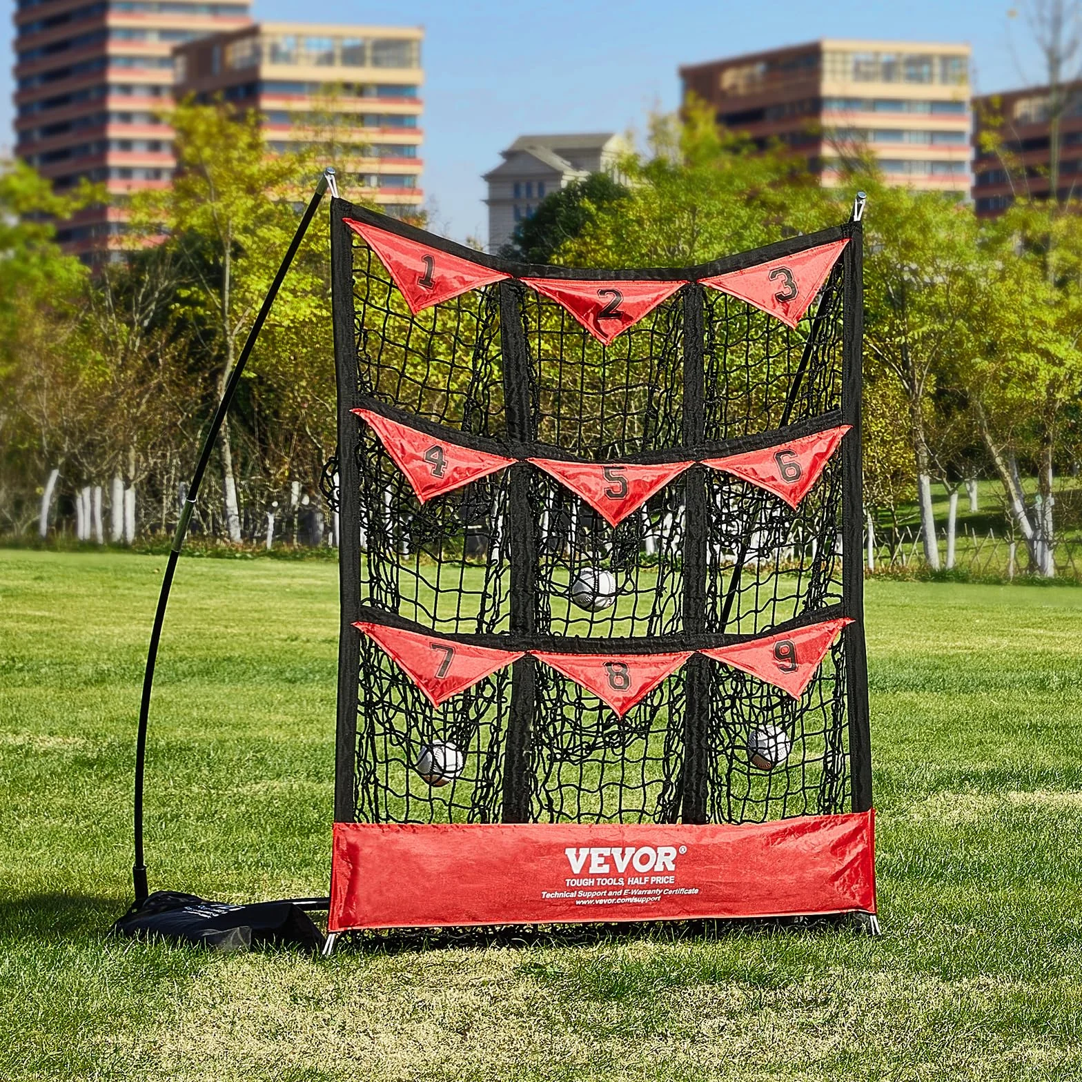 VEVOR Filet d'Entraînement Baseball Softball Pickleball 9 Trous 124,5 x 106 cm Portable avec Sac de Transport