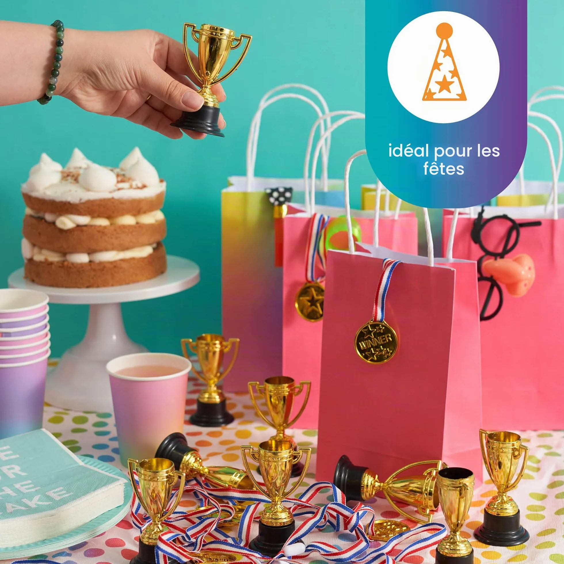 THE TWIDDLERS 24 Pièces Mini Trophées & Médailles pour Fête Enfants, Sport Scolaire, Tournoi