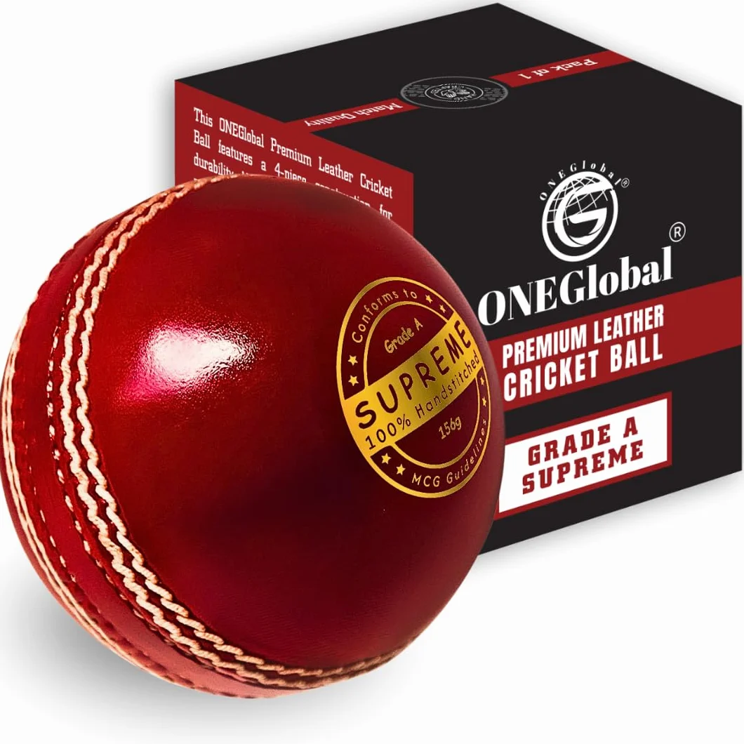 Supreme Balle de cricket en cuir cousue à la main 156 g 5,5 oz imperméable 4 pièces