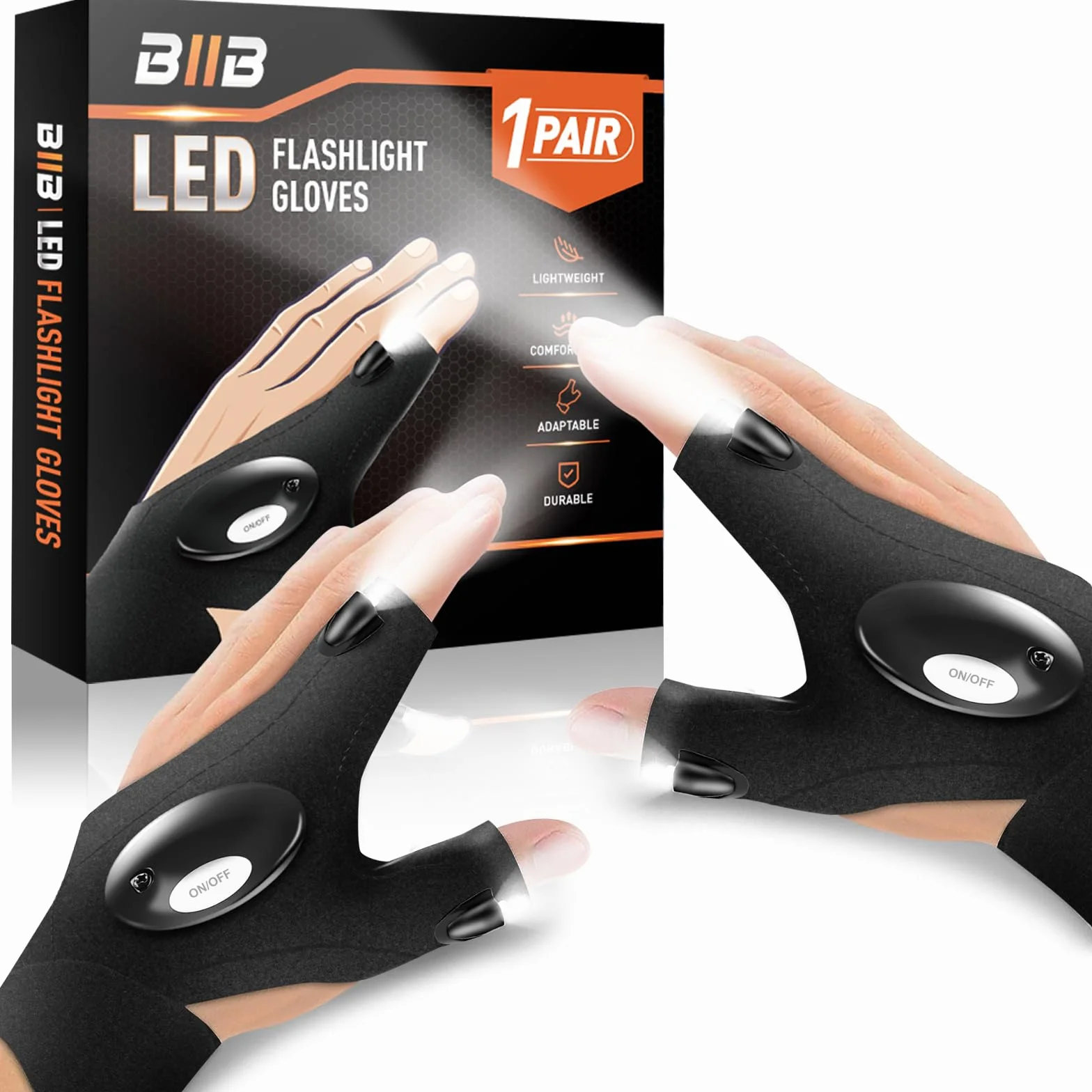 Gants LED Lumineux Gadget Insolite Utile Cadeau Fete des Peres Homme Femme