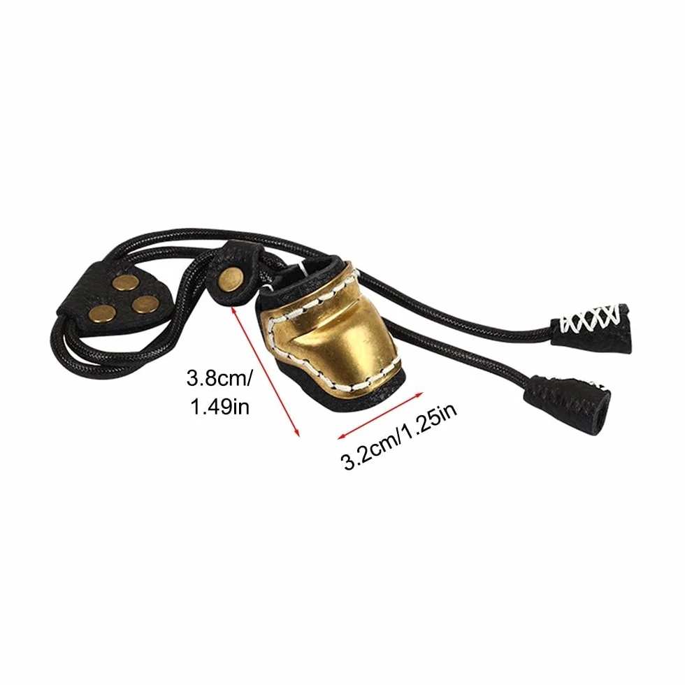 DONGKER Archery Thumb Ring PU Leather Finger Tab Guard with Rope for Traditional Bow