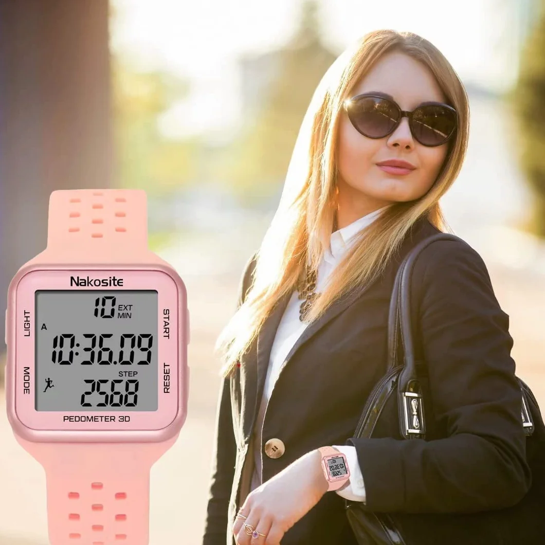 FIT2433P Smartwatch Montre Podometre Compteur de Pas Précis Alarme Homme Femme Enfant Rose