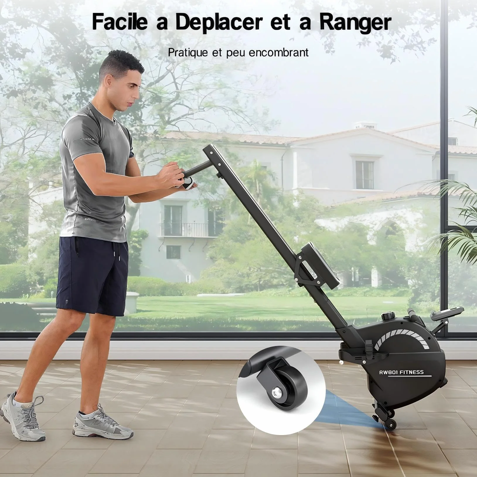 Rameur Pliable Magnétique 16 Niveaux Résistance Silencieux avec APP Support Tablette