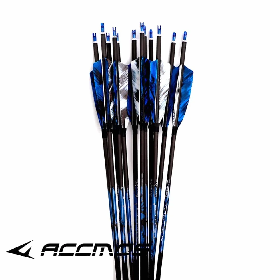 ACCMOS Flèches Carbone 18pcs Diamètre Intérieur 6.2mm Spine 250-800 pour Arc à Poulies Recurve