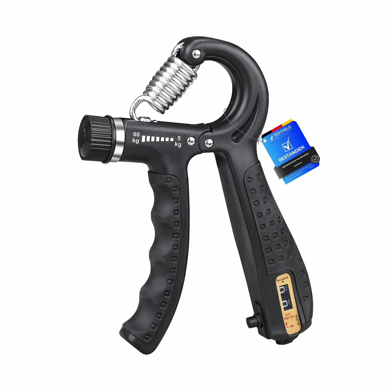 GRIFEMA GA5003 Hand Grip Musculation avec Compteur, Résistance Réglable 5-60kg, Noir