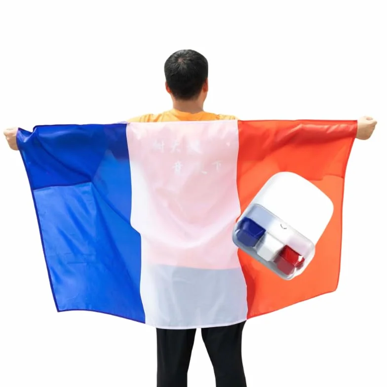 Kit Supporters Français Drapeau Cape & Stick de Maquillage Bleu-Blanc-Rouge France