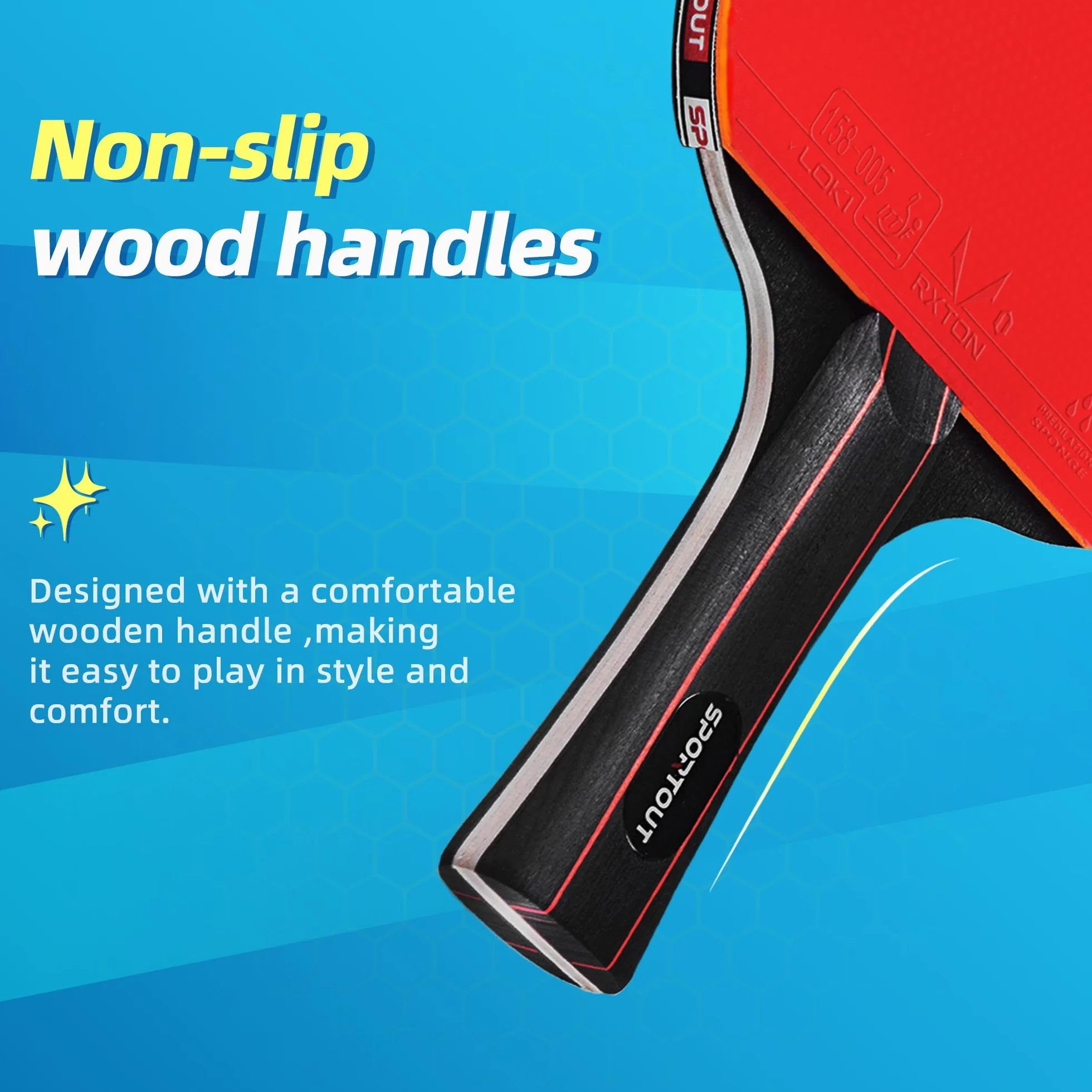 Raquettes de Ping-Pong Set Haute-Performance avec Balles 3 Étoiles et Mallette