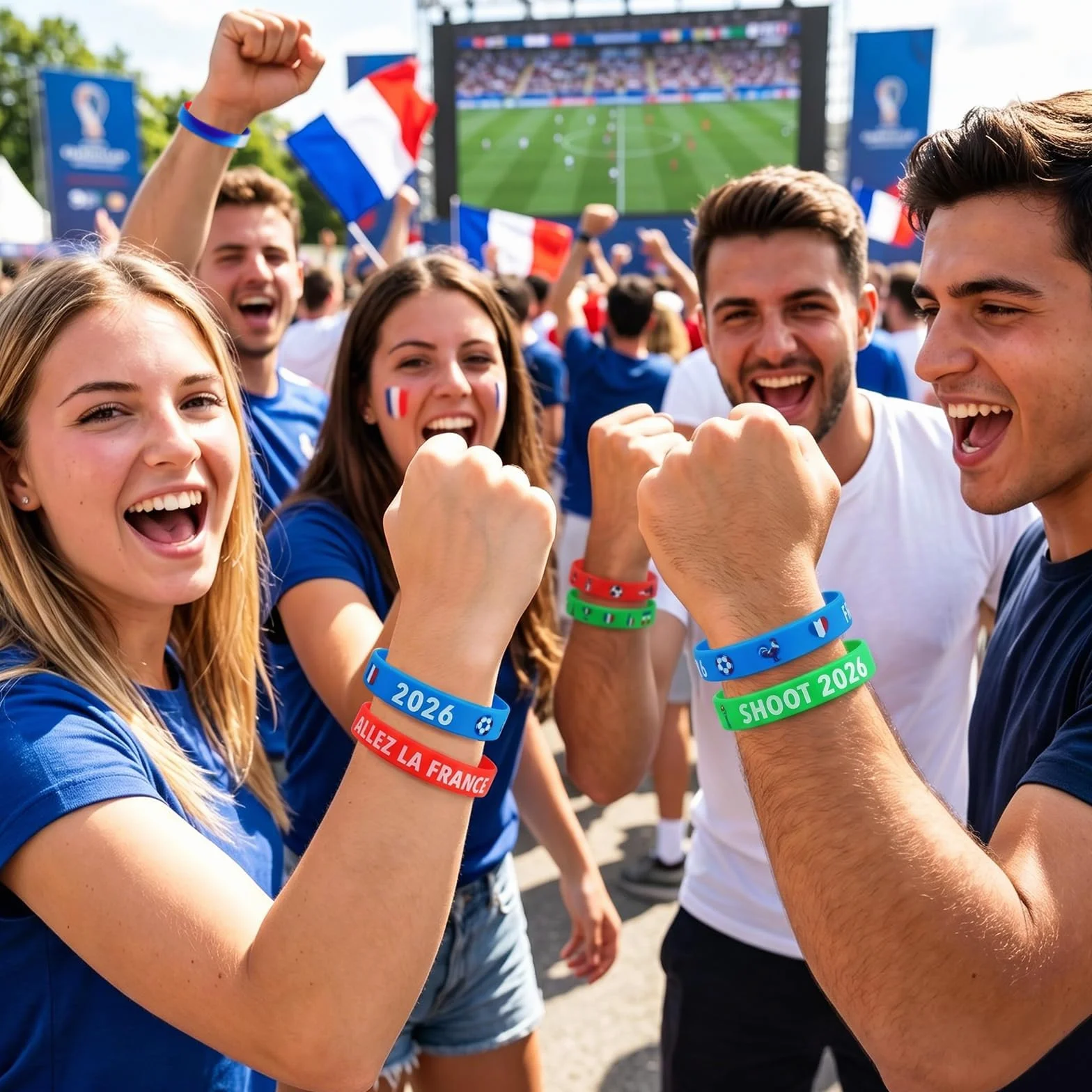 Bracelet Football Silicone Coupe du Monde 2026 Wristbands Motif Drapeau France