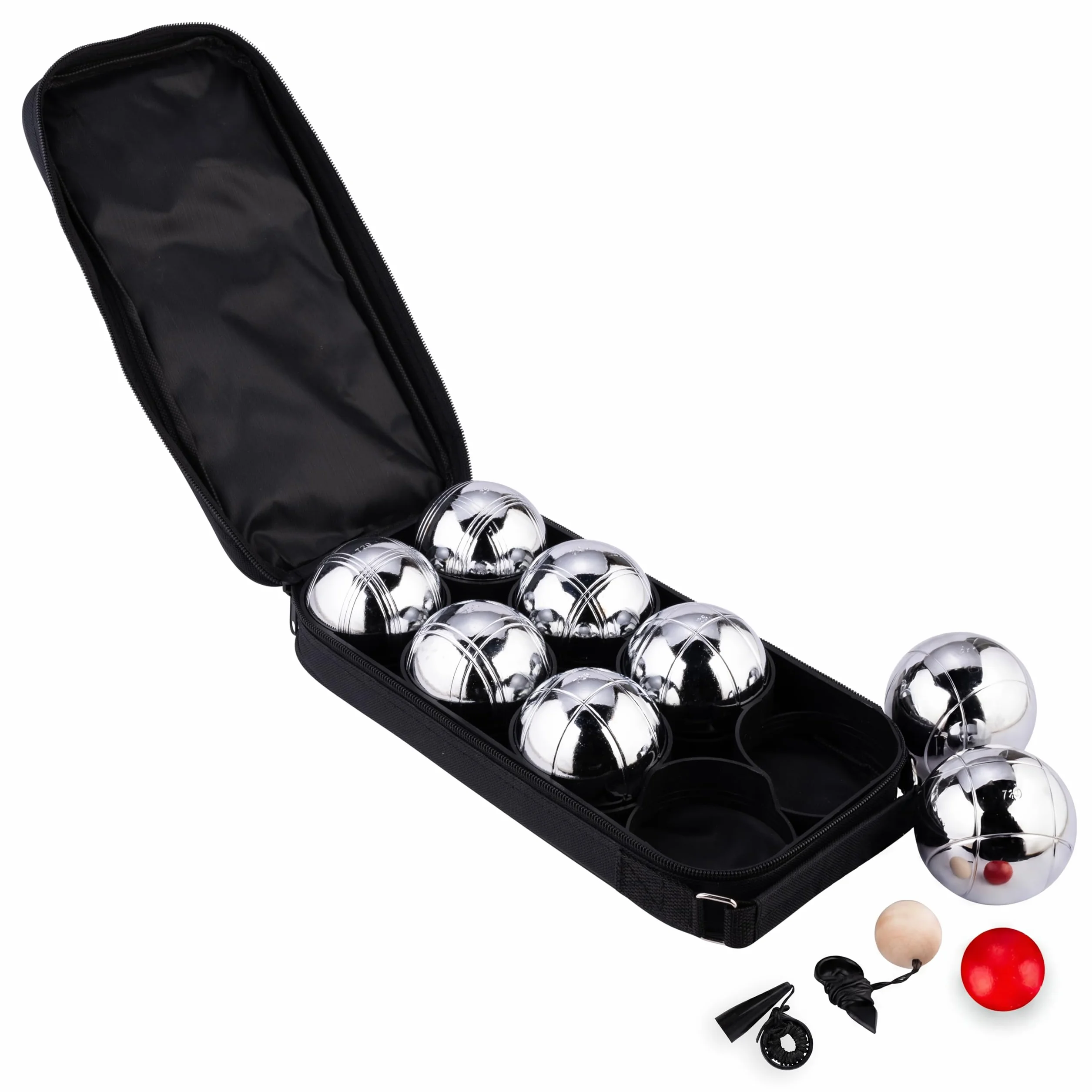 Engelhart Boules de Pétanque 8 Boules 74 mm 720 g Métal avec Sacoche et Accessoires