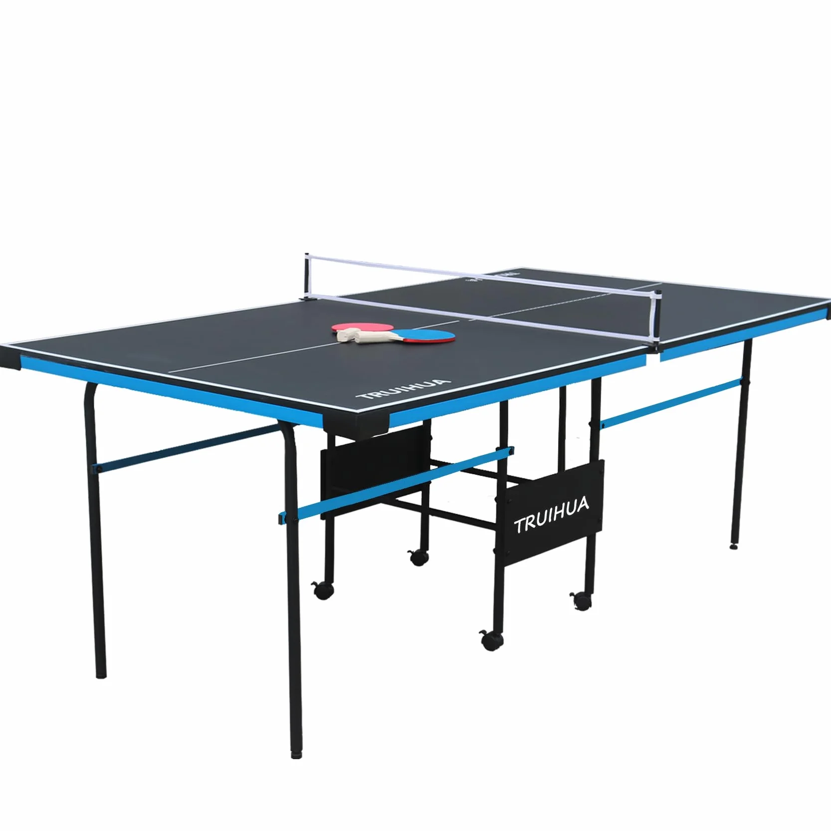 Table de tennis de table pliable 2,1 m intérieur extérieur 210 x 117 x 76 cm avec raquette et filet