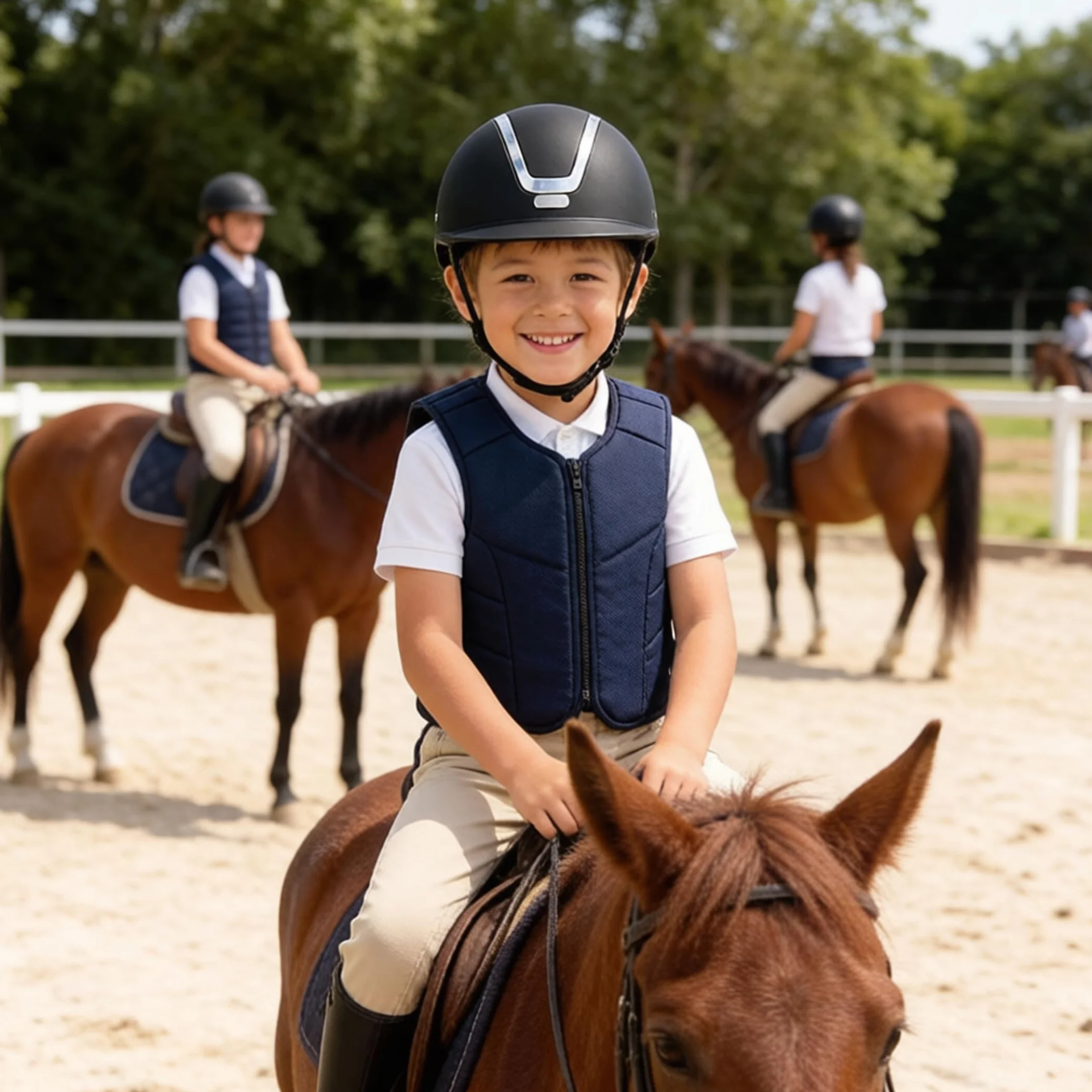 Casque d'équitation Enfants résistant aux Chocs Plein air Noir Mat ajustable 48-52cm