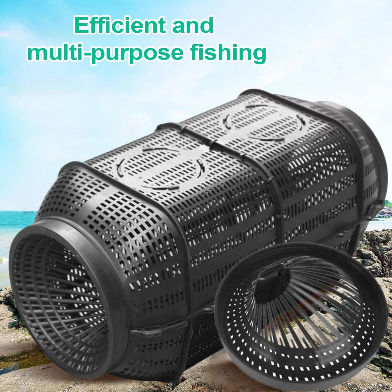 Piège À Poisson PP 35/50cm Nasse À Écrevisses Portable pour Pêche Anguille Eau Douce Salée Étang Lac Rivière