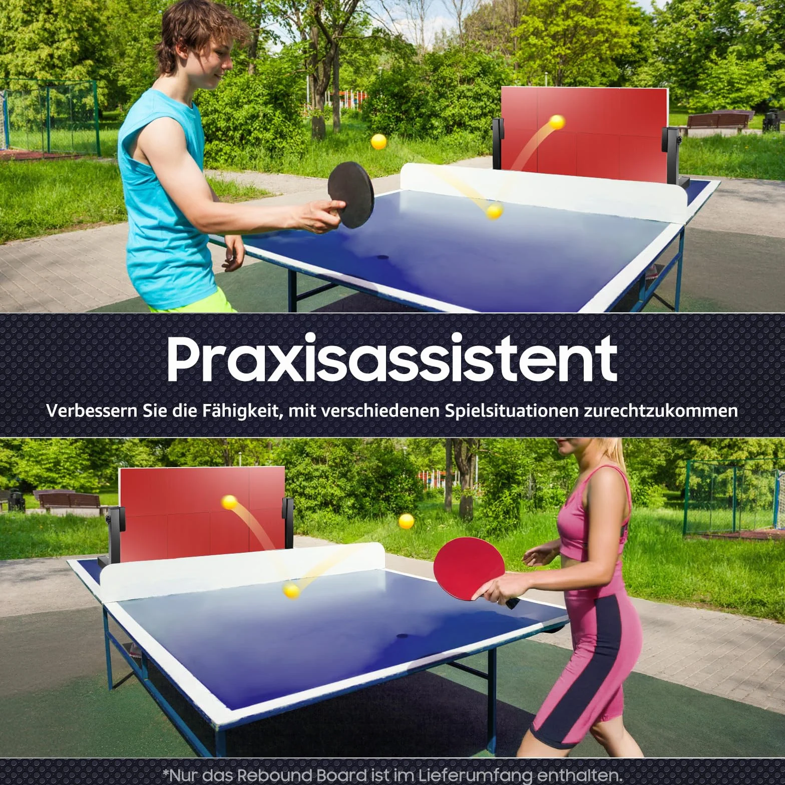 Table Tennis Return Board 8 Rubber Blocks 360° Adjustable Angle - Professional Training Equipment Indoor Outdoor