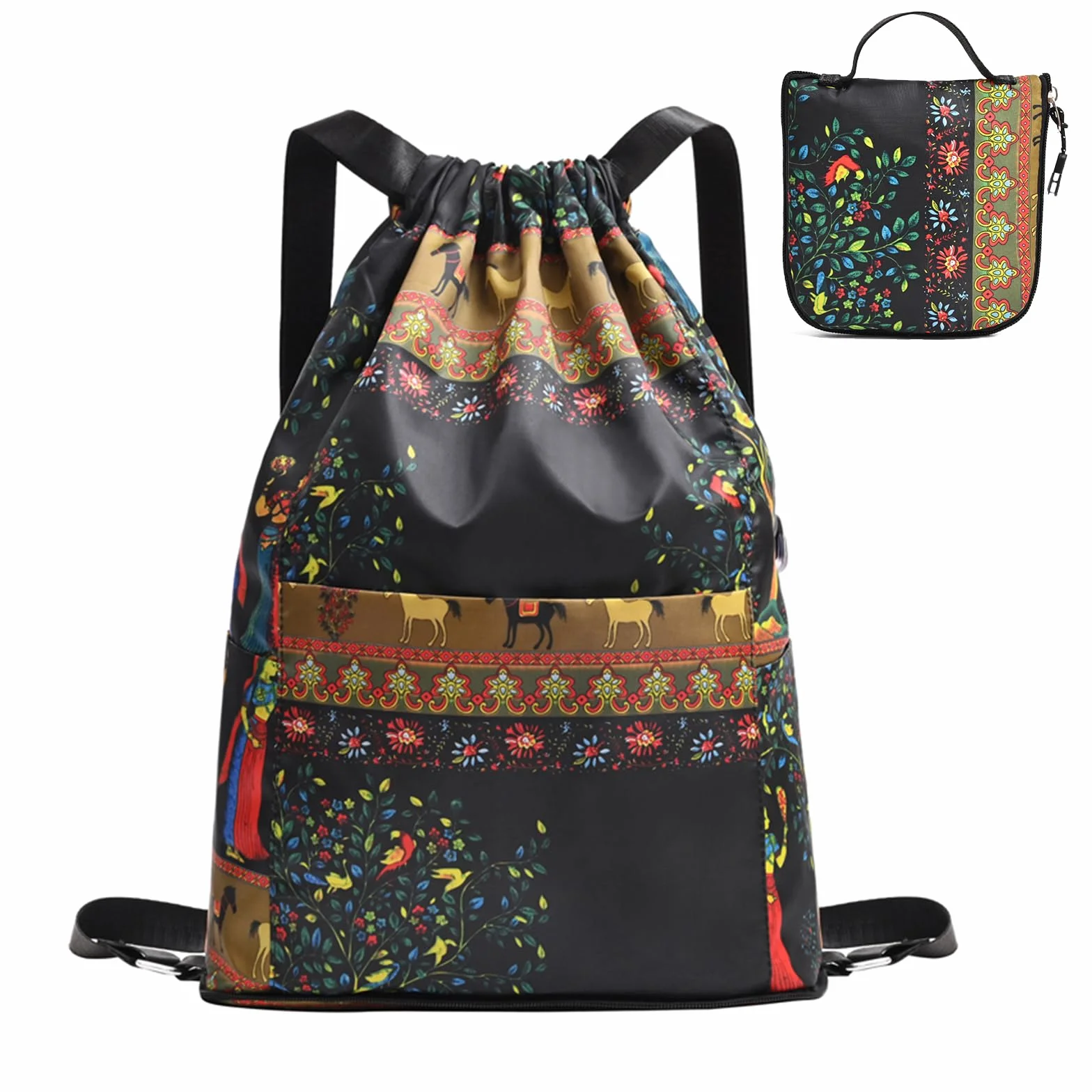 Sac de Sport à Cordon Grand, Sac à Dos de Voyage Imperméable Pliable avec Séparation Sec-Humide