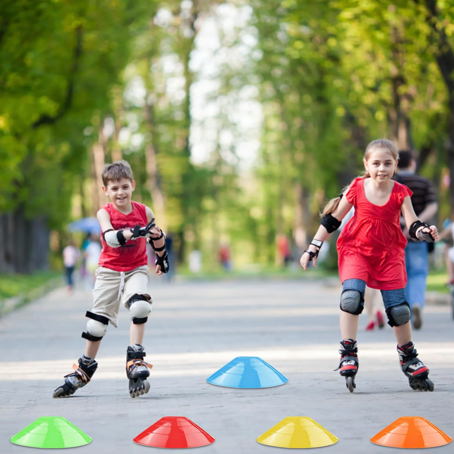Lot de cônes de Football Ronds avec Support, Chapeau de Sport, disques de marquage, entraînement de Coordination (5 Couleurs)