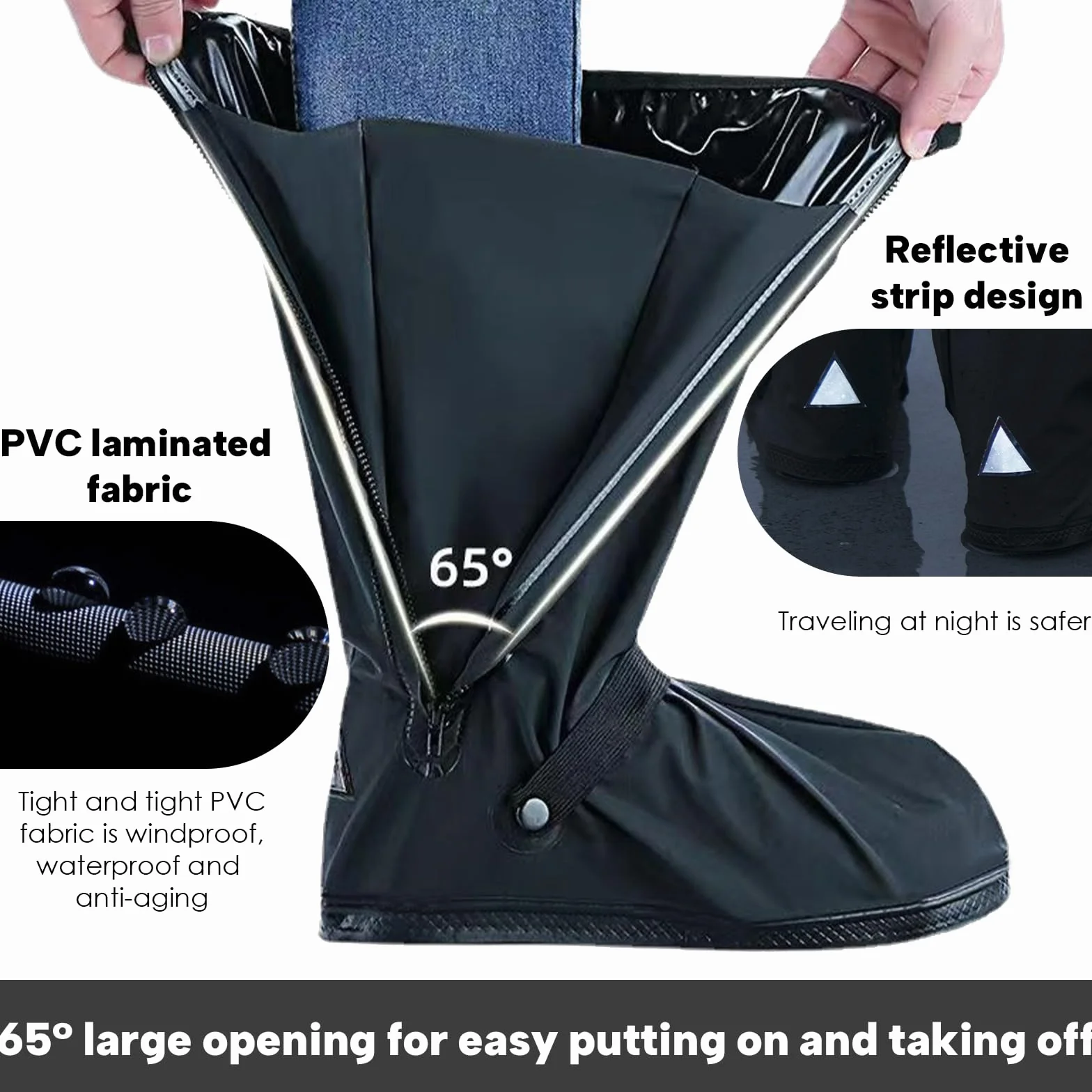 Couvre-Chaussures Imperméables Antidérapants Réutilisables avec Fermeture Éclair Ajustable S-XXL