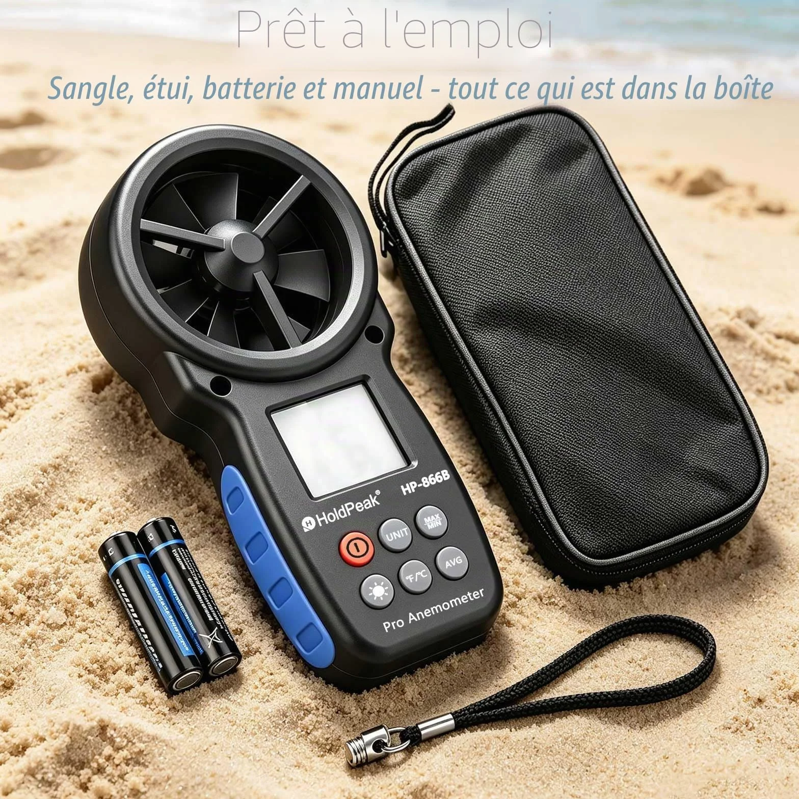 Anémomètre Portable Numérique Haute Précision HP-866B Mesure Vitesse du Vent Température