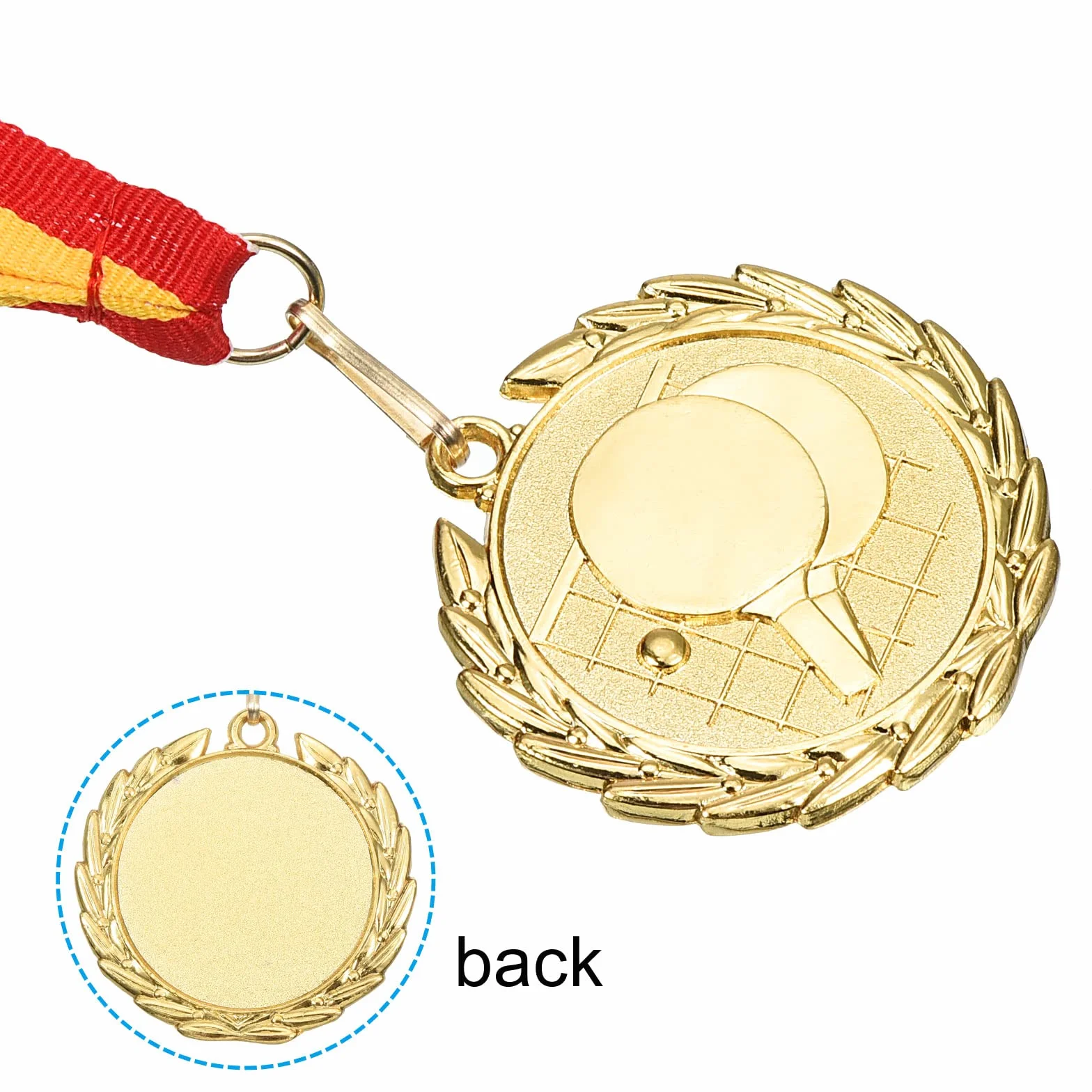 PATIKIL 2" Ping Pong Médailles Or avec Ruban Rouge Jaune pour Sports Concours