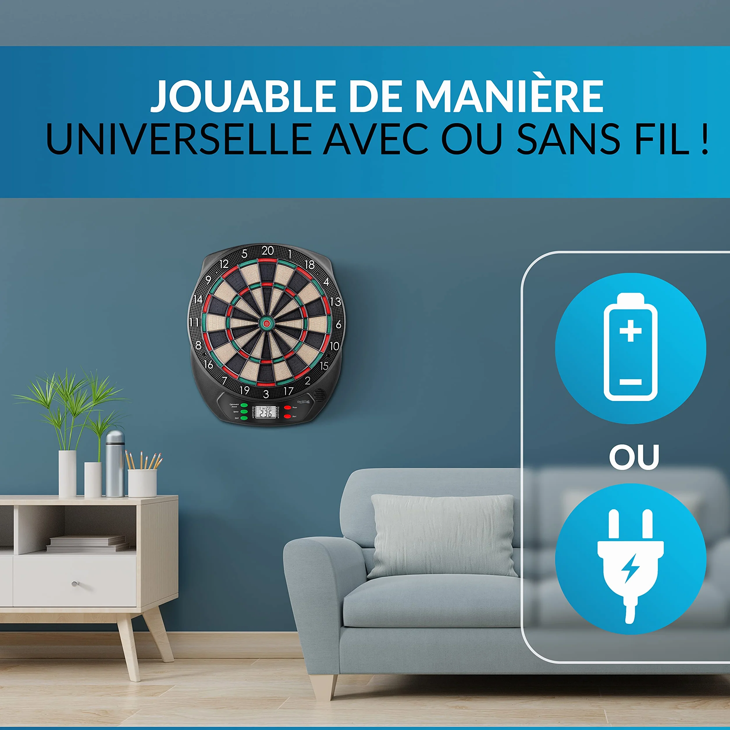 DartPro Cible de fléchettes électronique sans fil avec 6 fléchettes pour 1-8 joueurs
