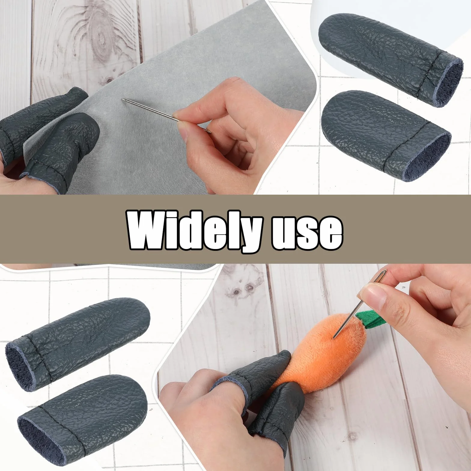 Protège-Doigts en Cuir de Vachette 6 Paires Protection des Doigts et du Pouce pour Couture Feutrage