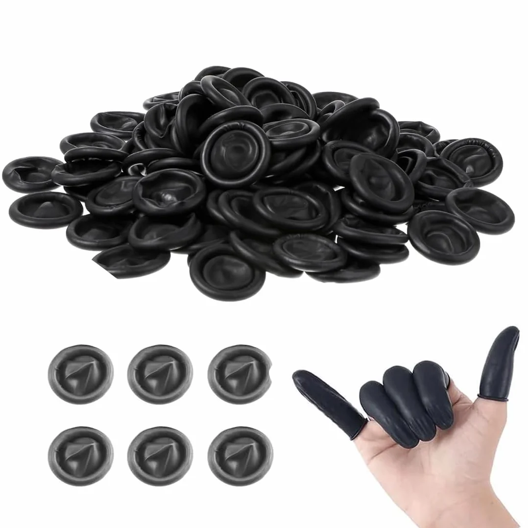 Doigtiers en Latex Antistatique Noir 150 PCS Jetables Protecteur de Doigt