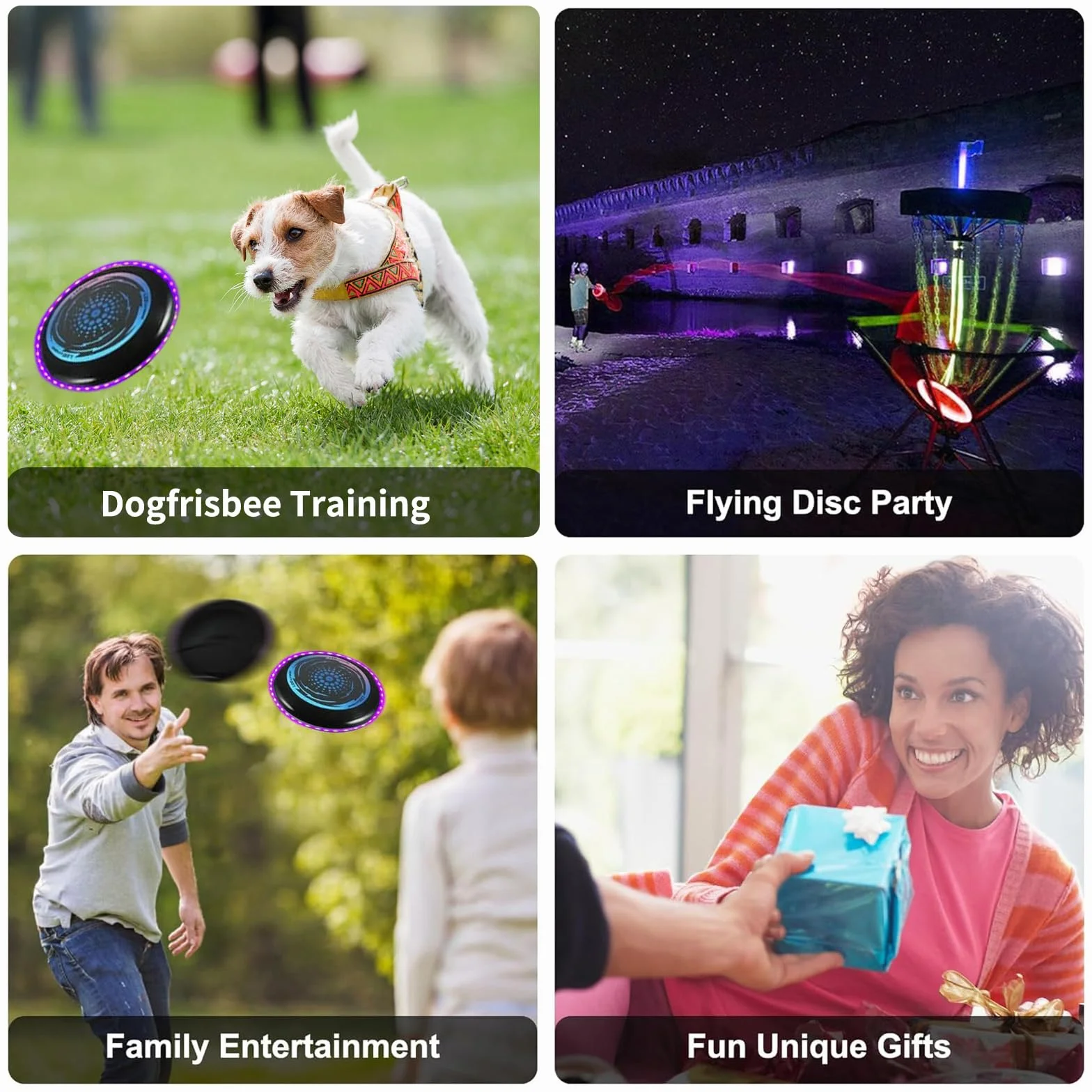 Ultimate Frisbee Disque Volant Lumineux LED 49 Lumières pour Adultes Enfants Plage Pelouse
