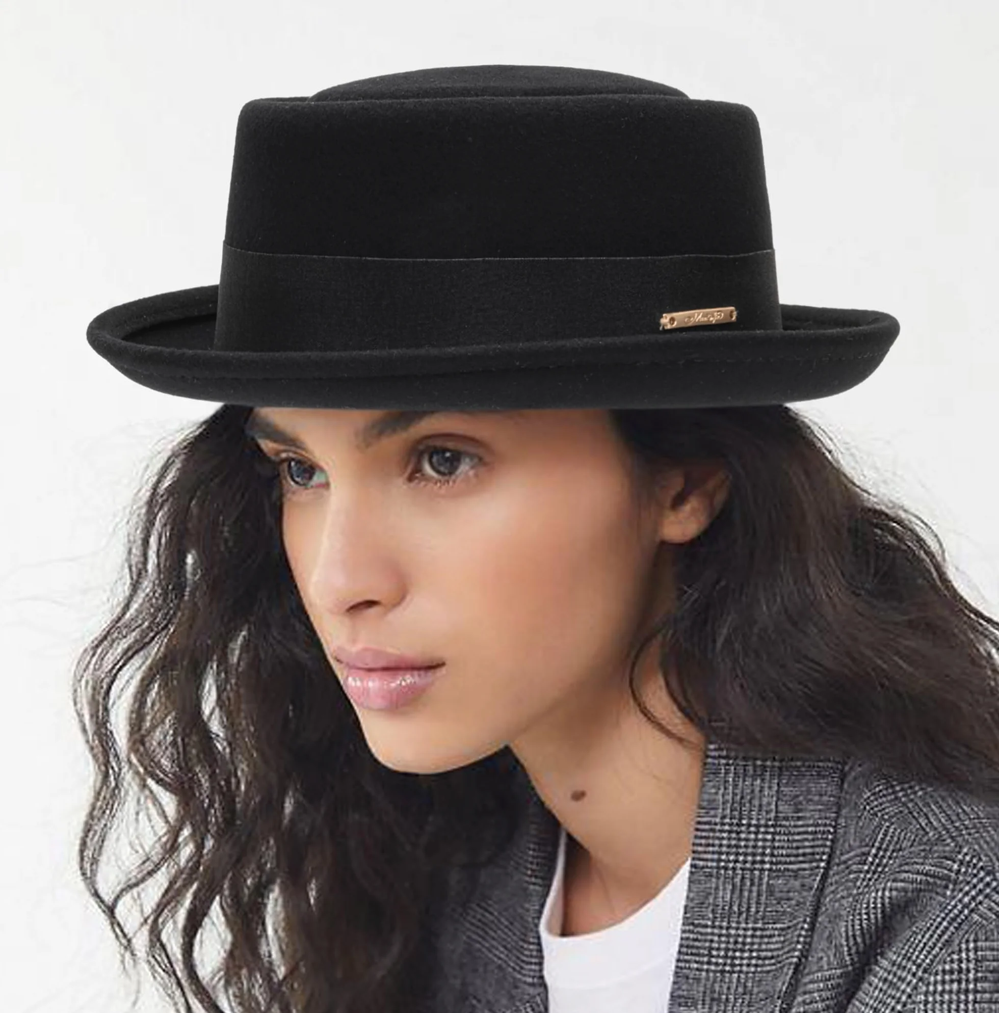 Chapeau Fedora classique des années 1920 en pure laine - Chapeau d'église à bord court écrasable