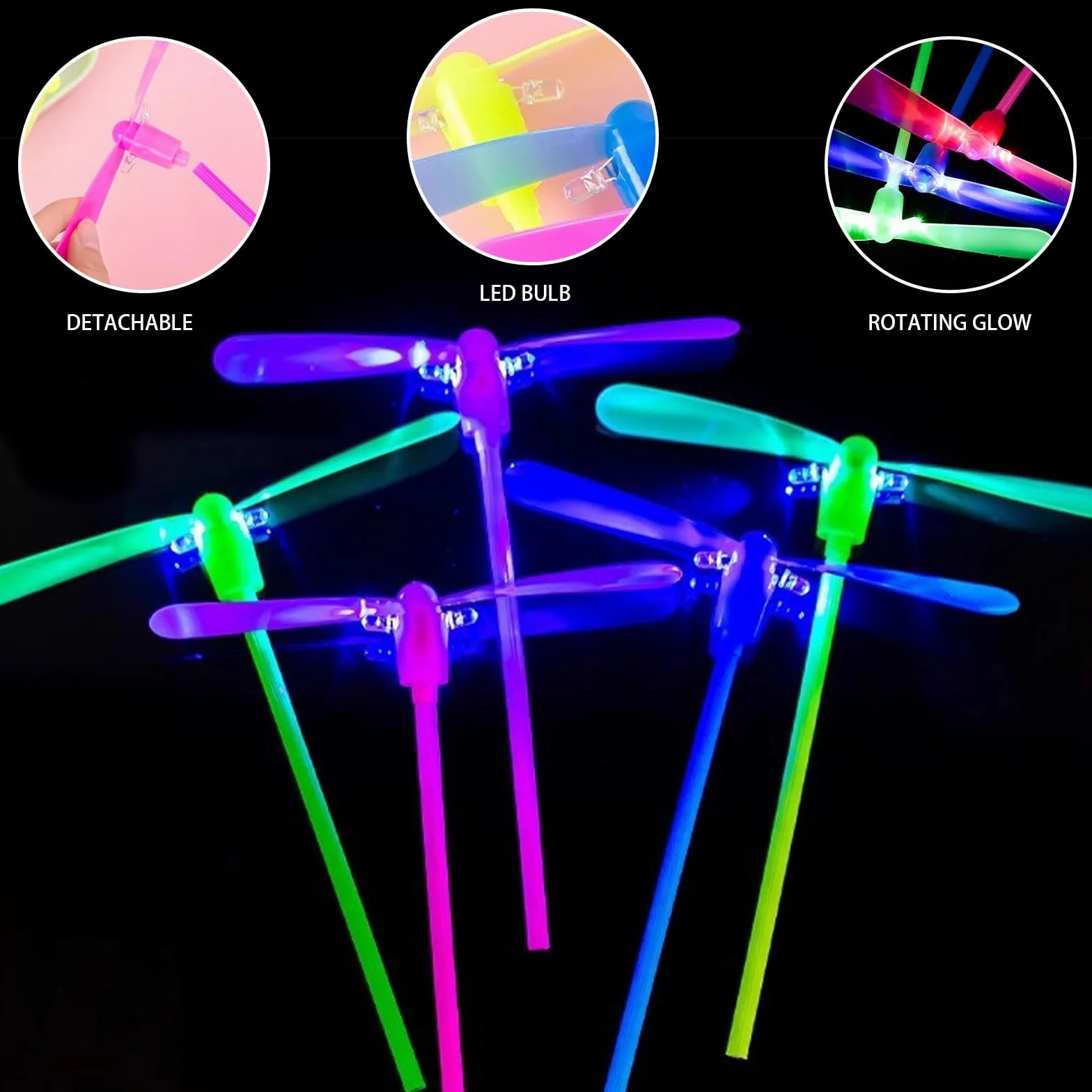 LUKIUP 24 Volant Lumineux LED Helicoptère Jouet Extérieur