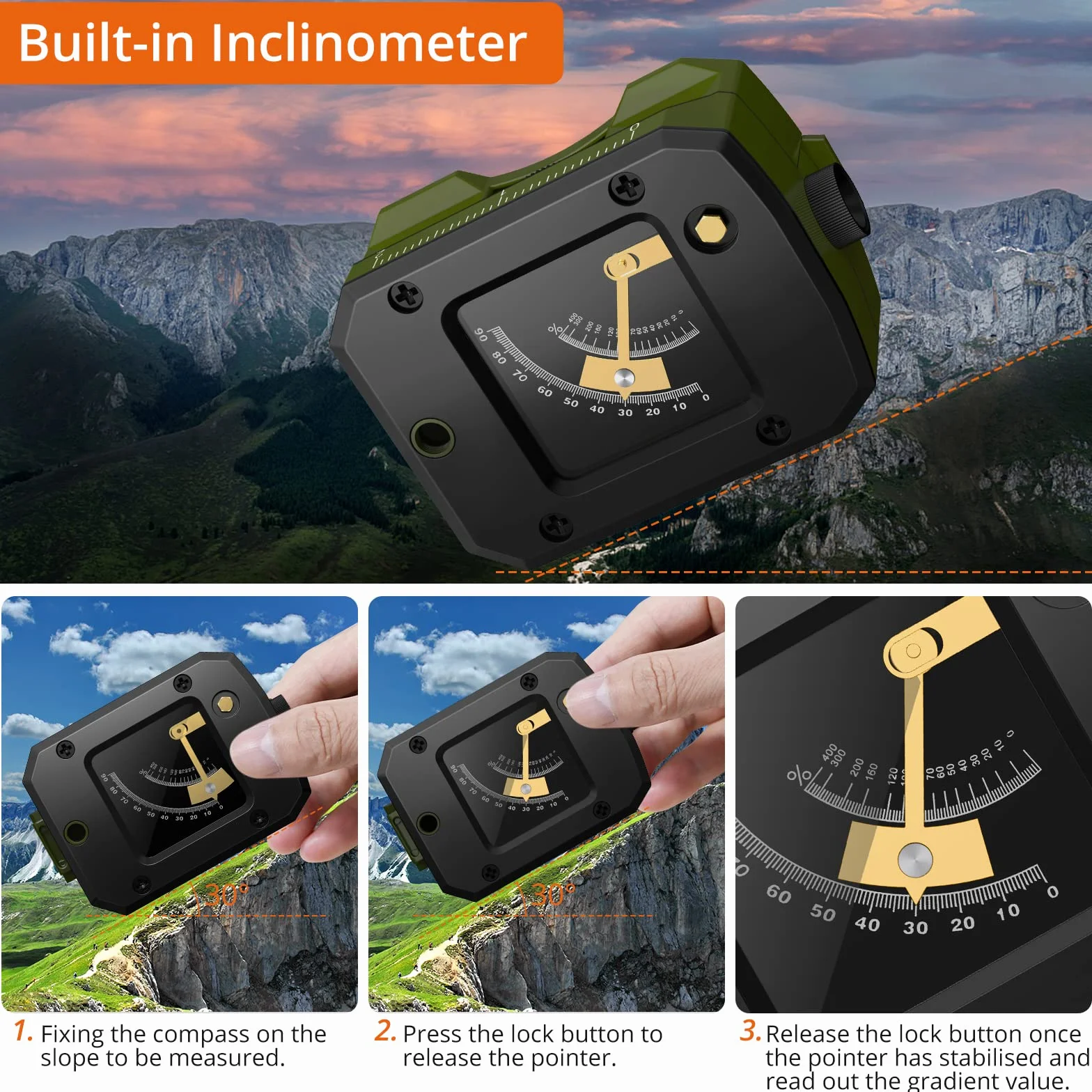 Proster Boussole Militaire Professionnelle avec Clinomètre en Métal Imperméable pour Camping, Hiking, Géologie