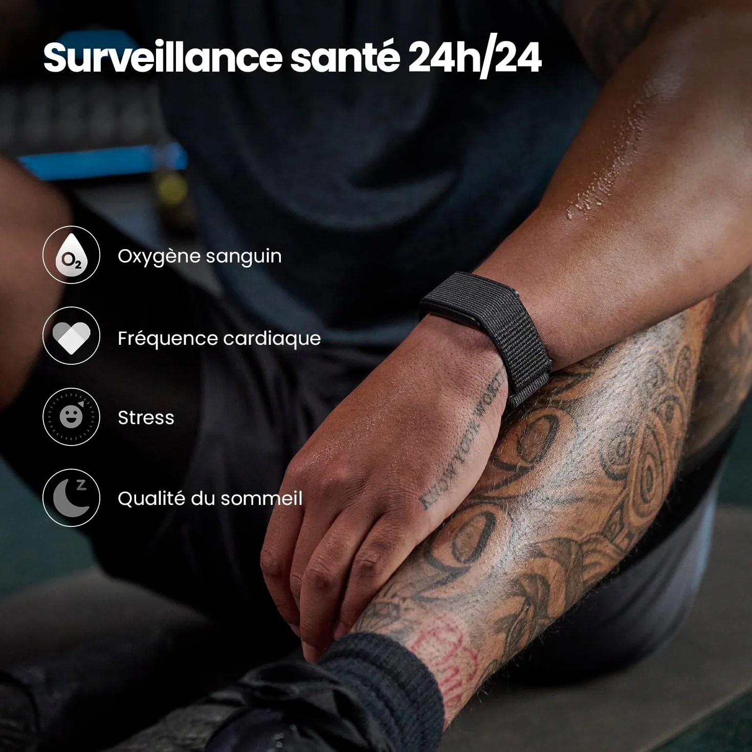 Amazfit Helio Strap Bracelet d'Activité Suivi Sommeil Cardio 10 Jours Batterie 50+ Modes de Sport Musculation Course Hyrox Tracker d'Activité Android iOS