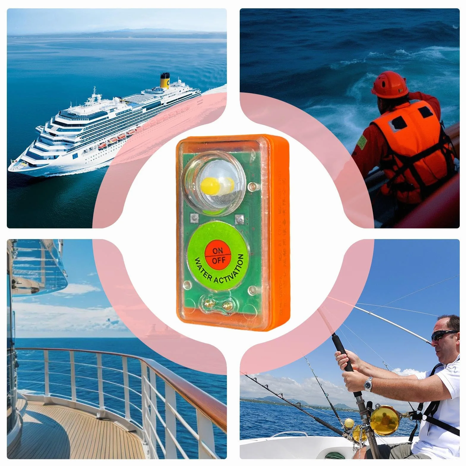 LETROBILES LED Lumière activée par l'eau - Locateur de survie automatique portable - Équipement de sauvetage à faisceau haute intensité, dispositif de sécurité maritime