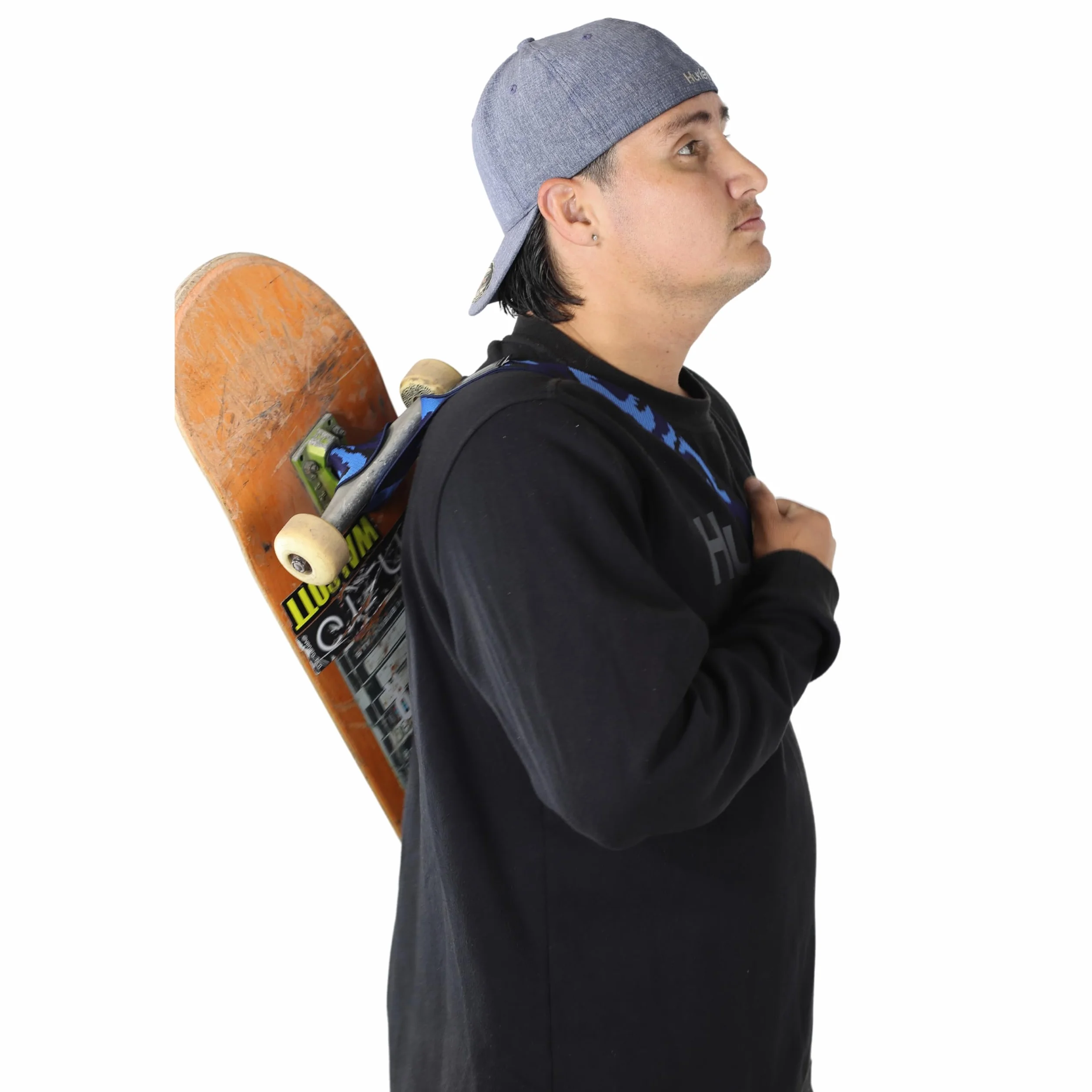 Sangle de transport pour skateboard, élastique, bleu