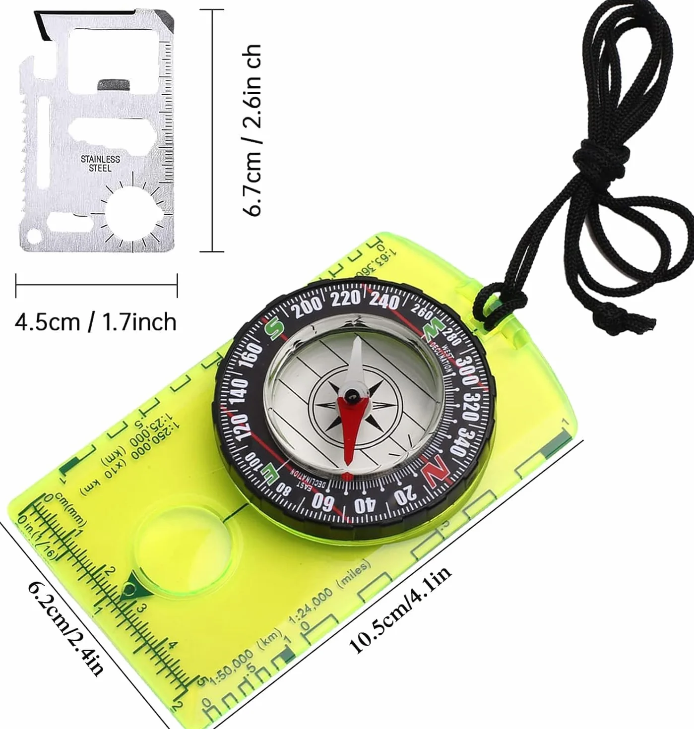 Boussole de Navigation et Randonnée 11 en 1 - Scout, Orientation, Lumineuse pour Camping