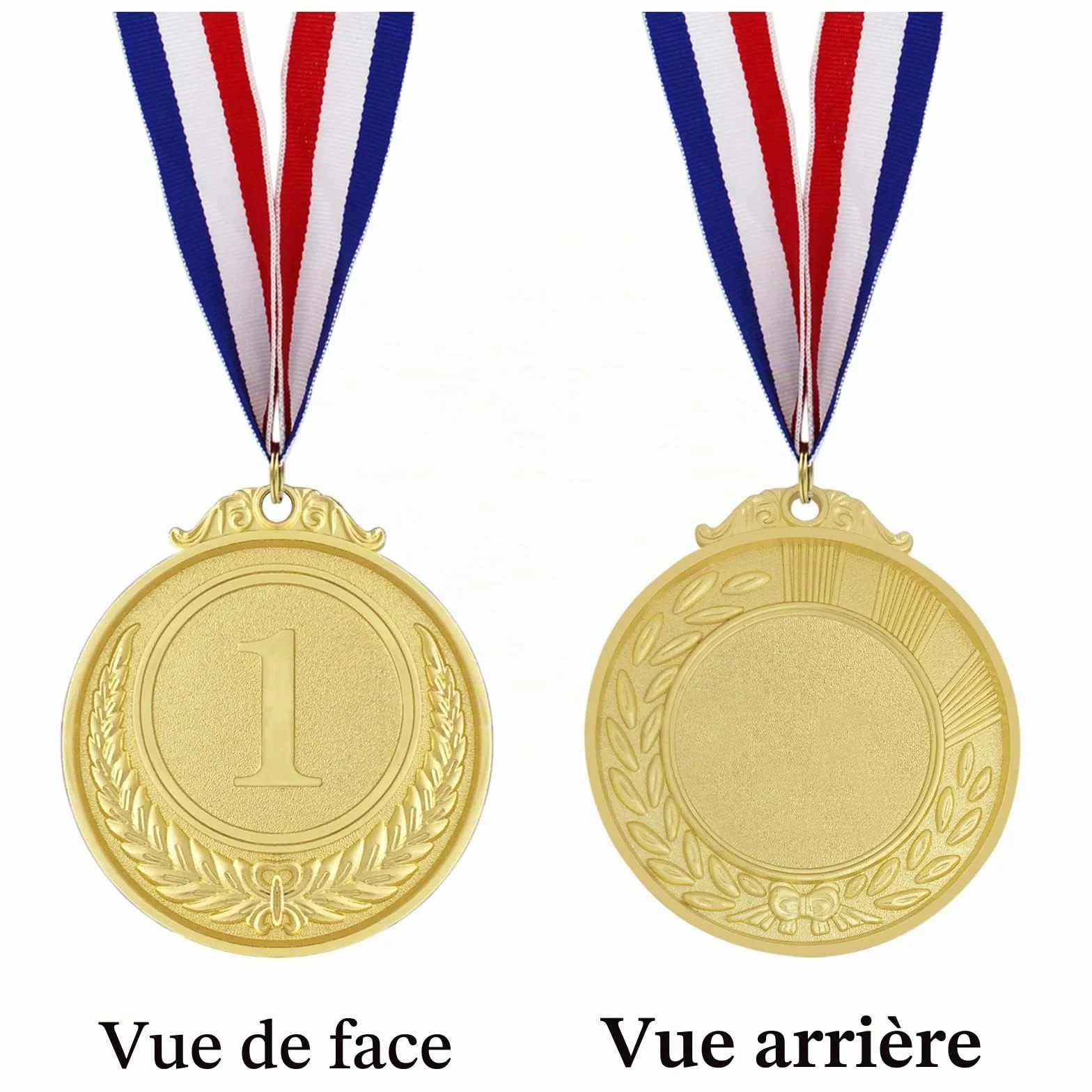 Médailles pour Enfants, 12 Pièces Médailles en Métal Doré Style Olympique avec Rubans, Prix Sportif, Jeux Compétition