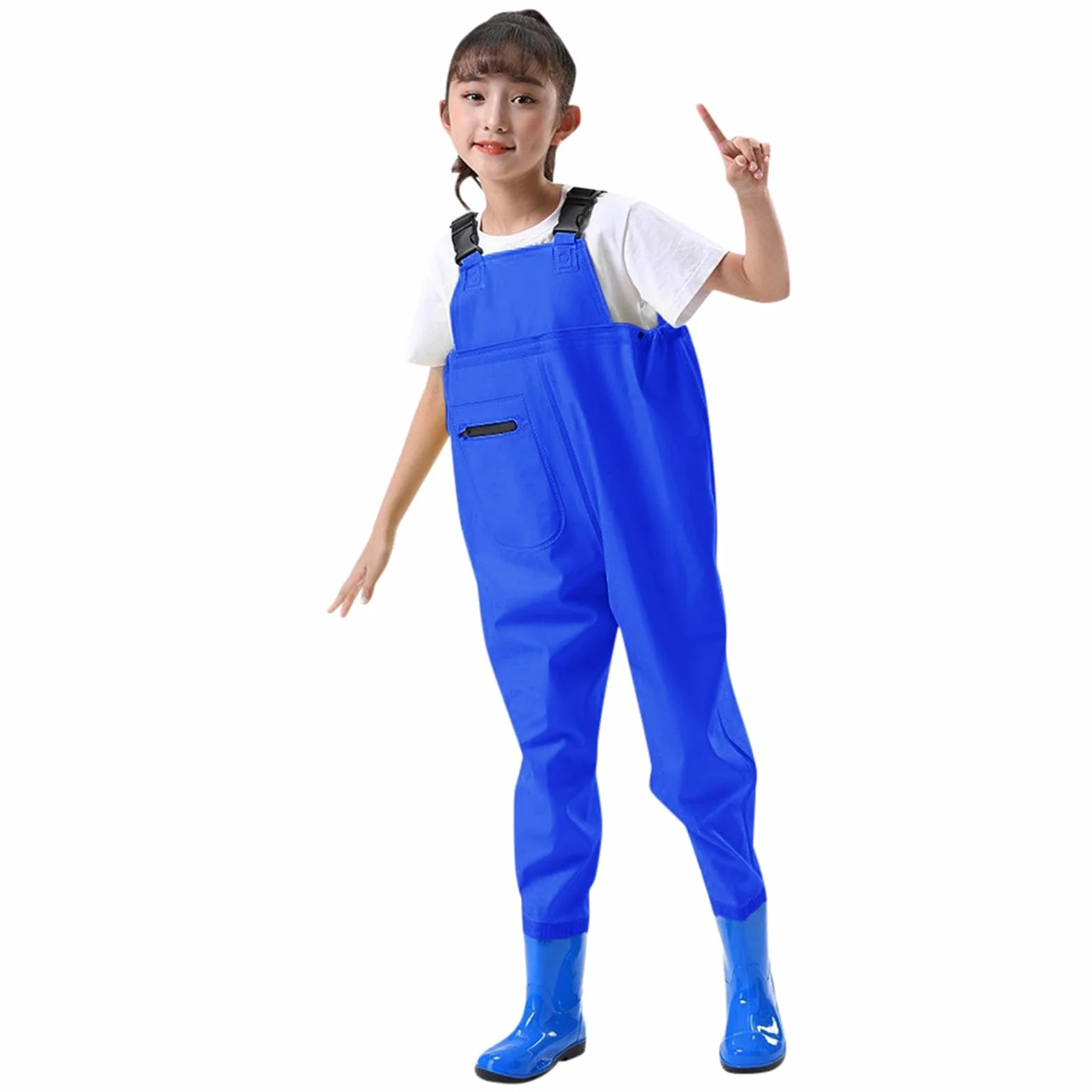 Cuissardes imperméables enfants avec bandoulière réglable – Pantalon pêche caoutchouc antidérapant garçons filles