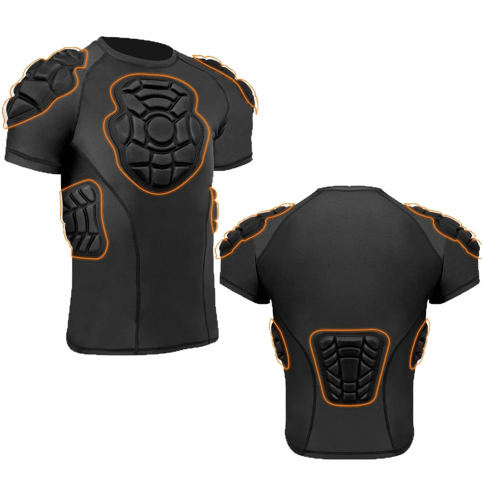 Milageto T-Shirt de Protection rembourré pour Homme, Haut léger pour Rugby et Plein air