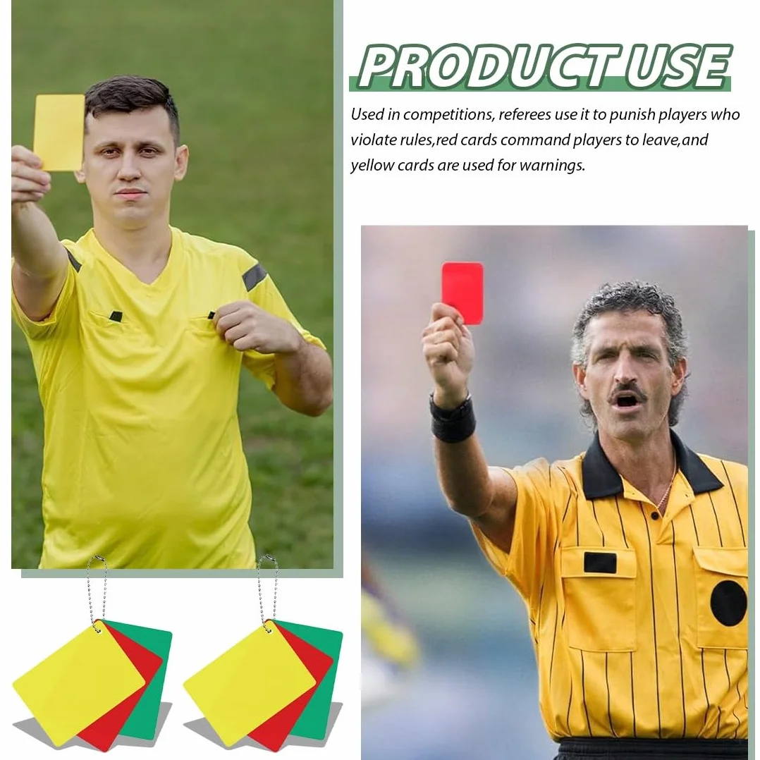 Carton Arbitre Football 3 Set Cartes Pénalité Rouge Jaune Vert Portable Matchs