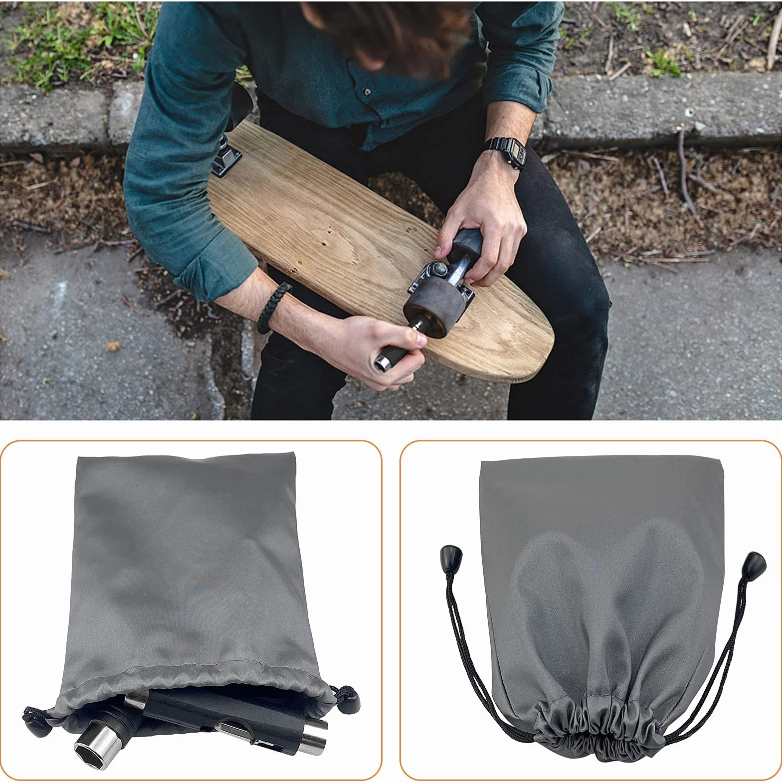 Lot de 15 outils de skateboard multifonctions - Outil en Y avec clé Allen et clé hexagonale - Accessoires pour longboard, skateboard, scooter