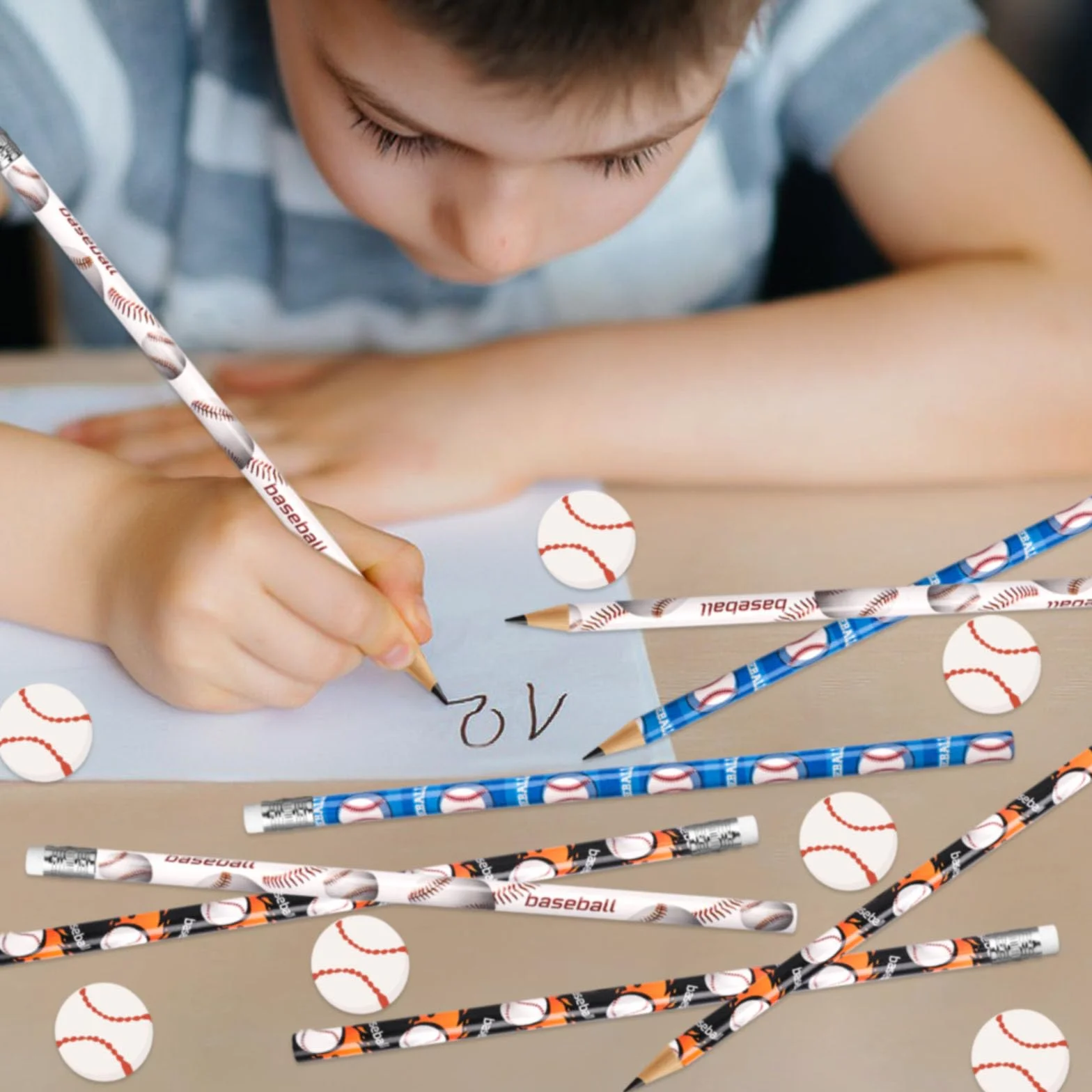 Crayons de Sports 36 Pièces Gommes de Sports Crayon à Dessin Baseball Fourniture Scolaire